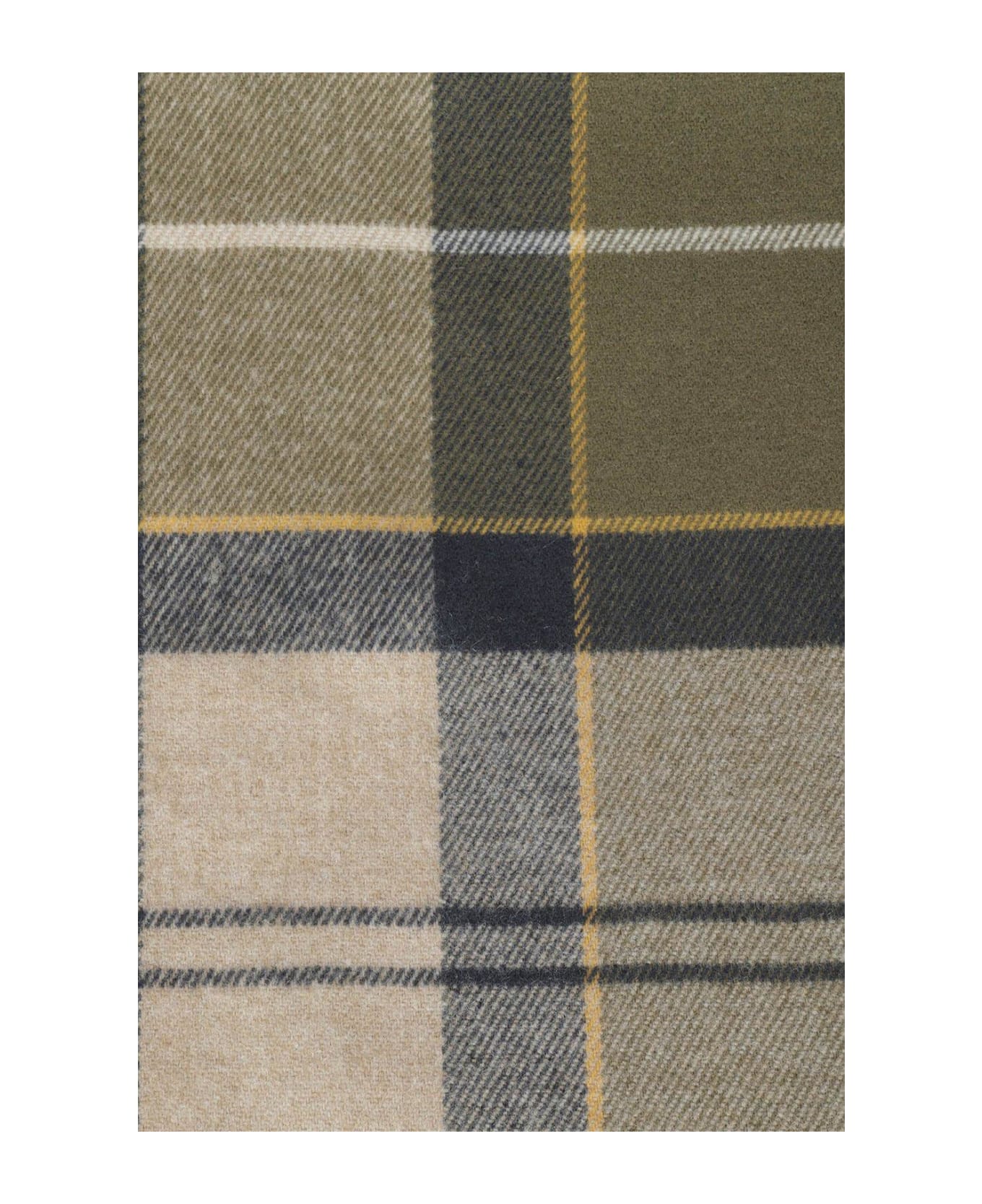 Barbour Check-printed Frayed-edge Scarf - Forest Mist Tartan
