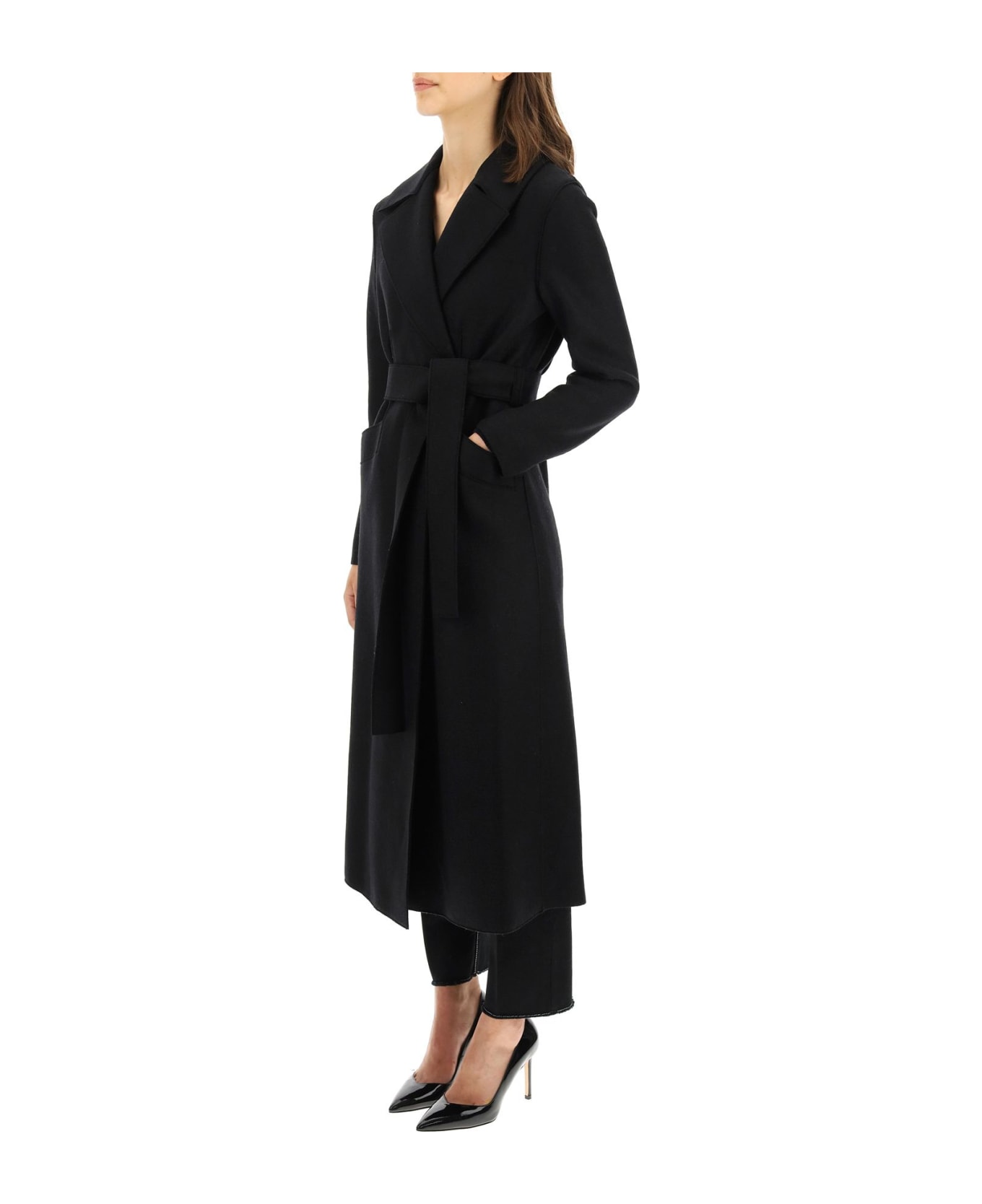 Harris Wharf London Long Pressed Wool Coat - BLACK