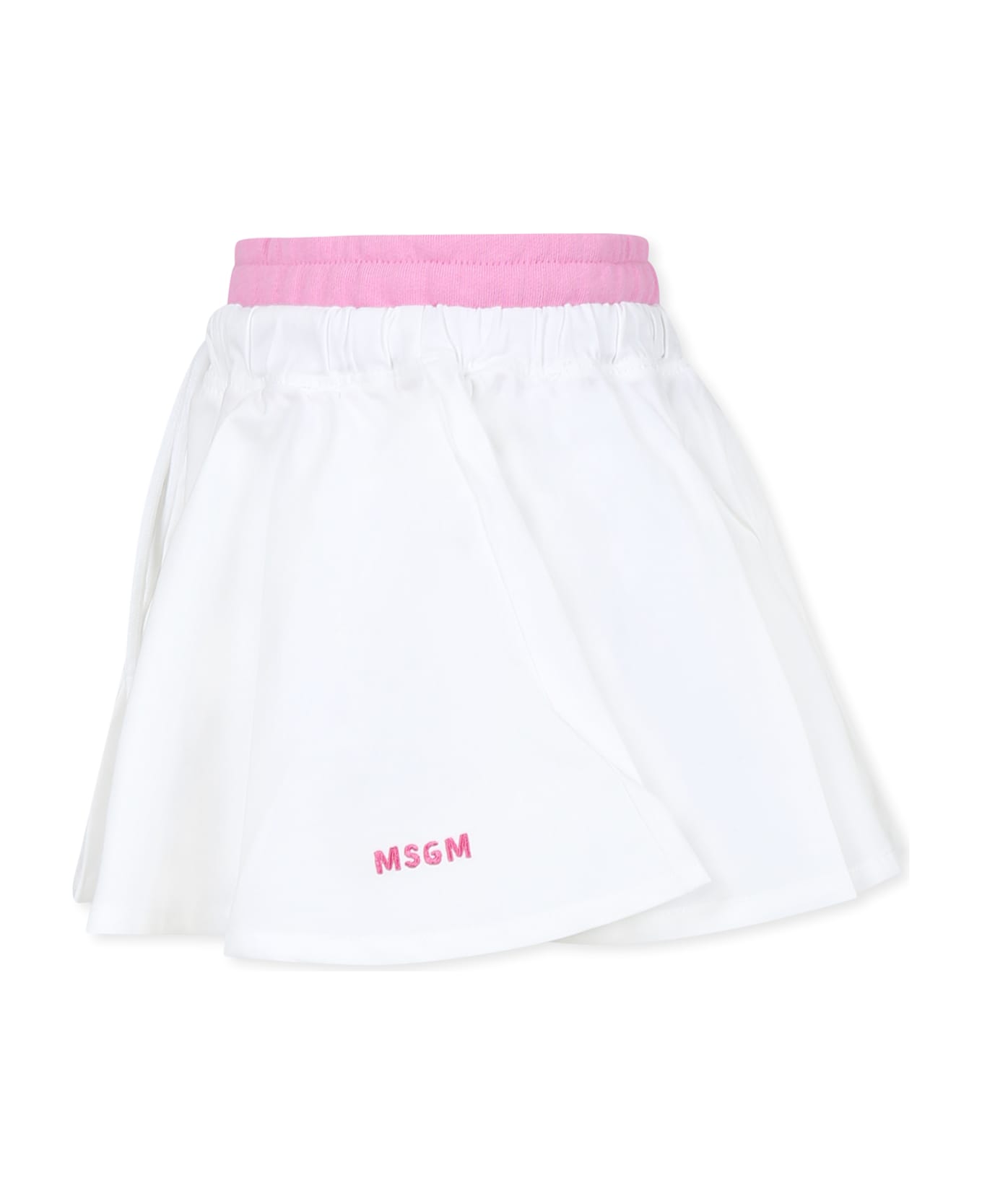 MSGM White Skirt For Girl With Logo - White