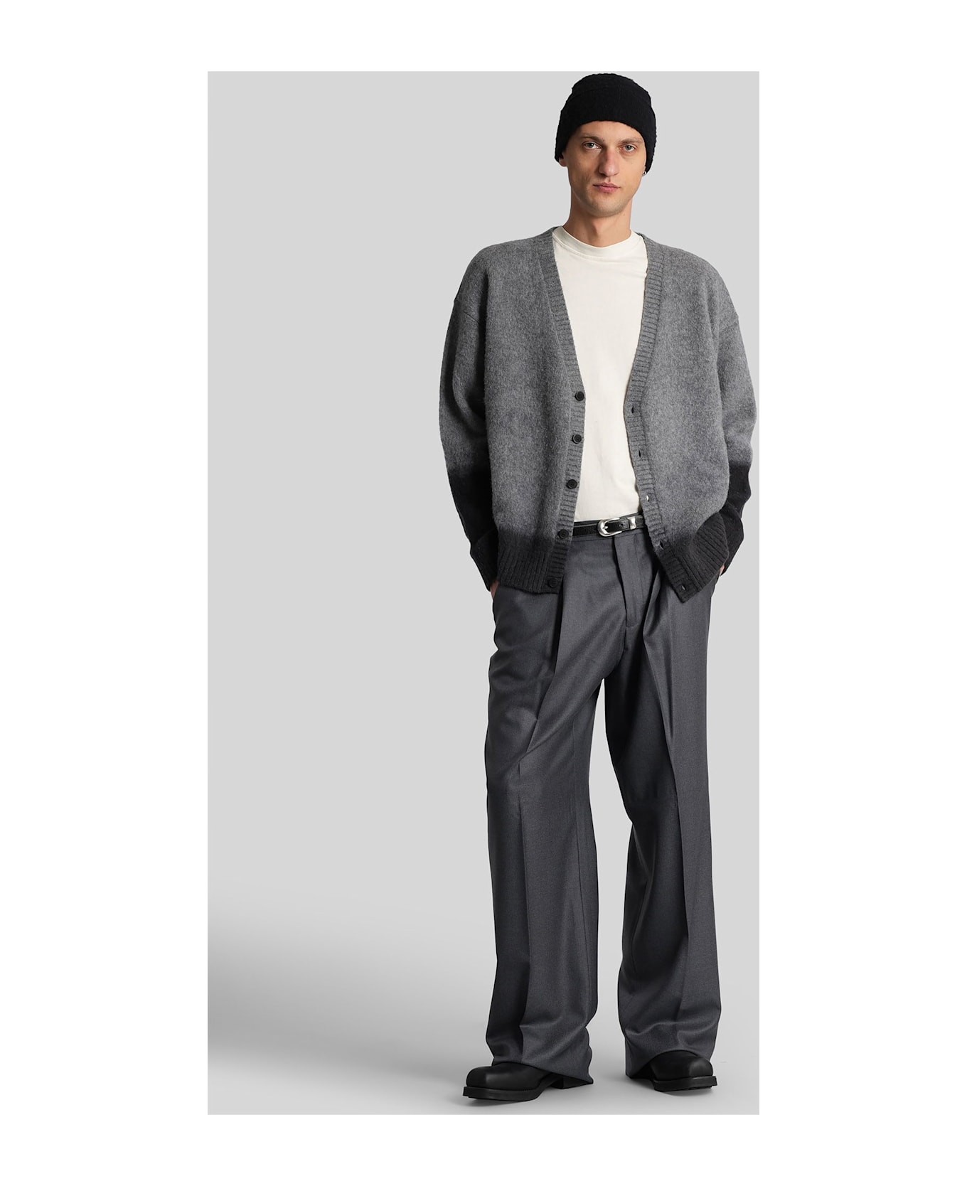 Paura Radmin Cardigan In Grey Wool - grey