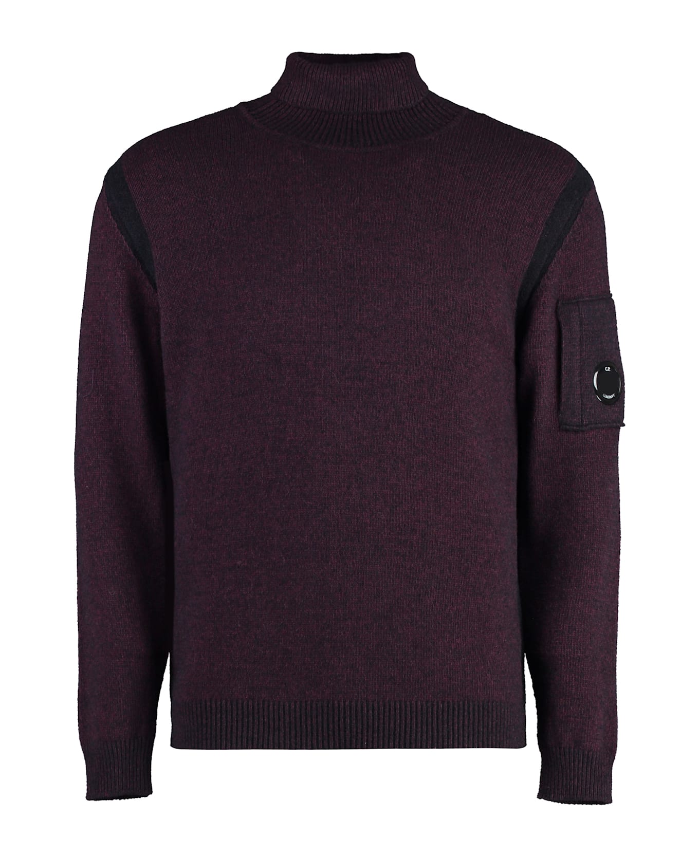 C.P. Company Long Sleeve Wool Turtleneck Sweater - Red-purple or grape