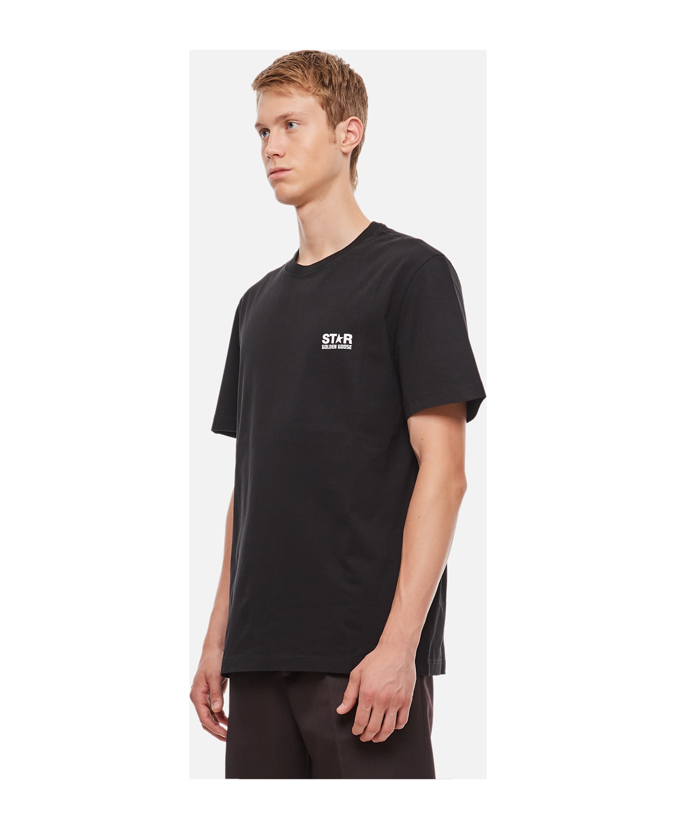 Golden Goose Black T-shirt With Logo - Black/white