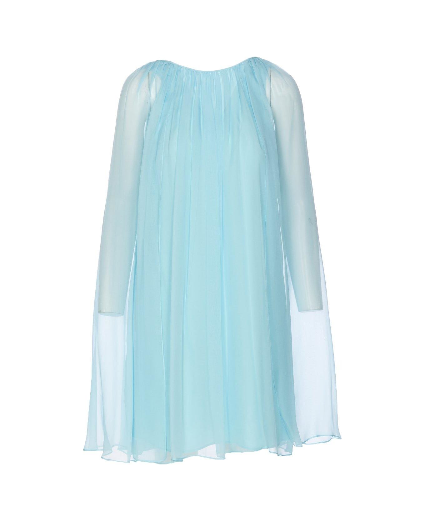 Max Mara Pianoforte Tulle Crewneck Sleeveless Dress - Clear Blue