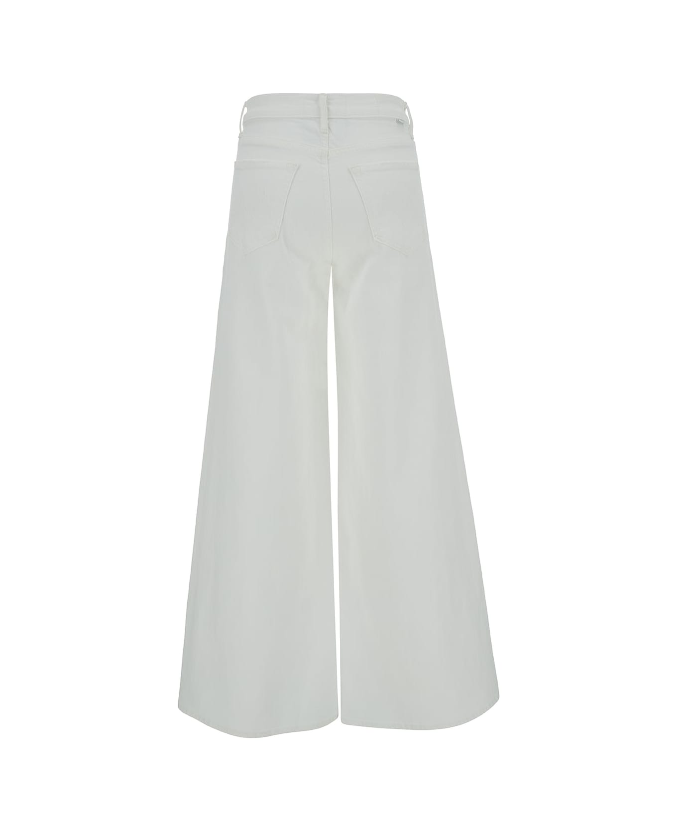 Mother White Wide Five-pocket Jeans In Stretch Cotton Denim Woman - White