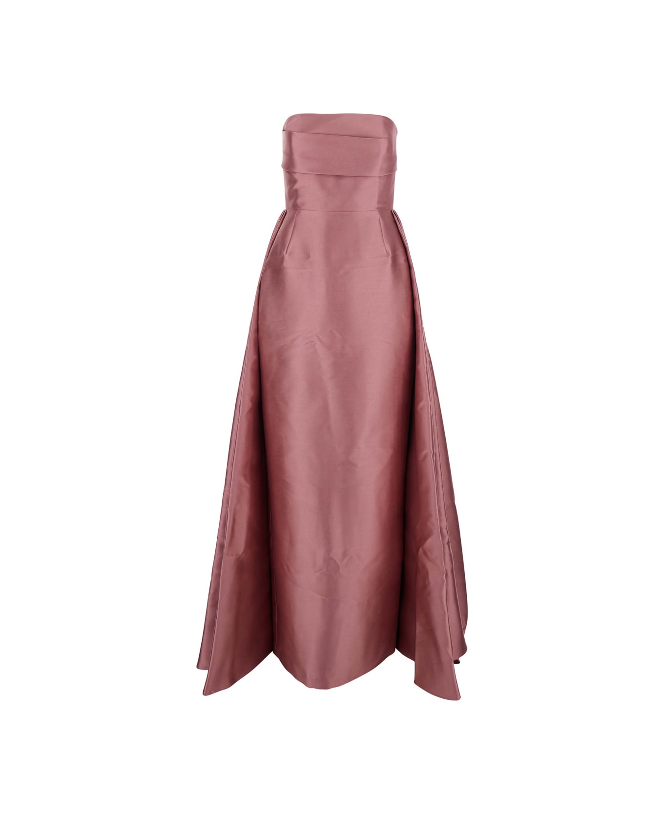 Solace London 
tiffany
 Pink Long Dress With Draped Details And Flared Skirt In Twill Woman - Pink