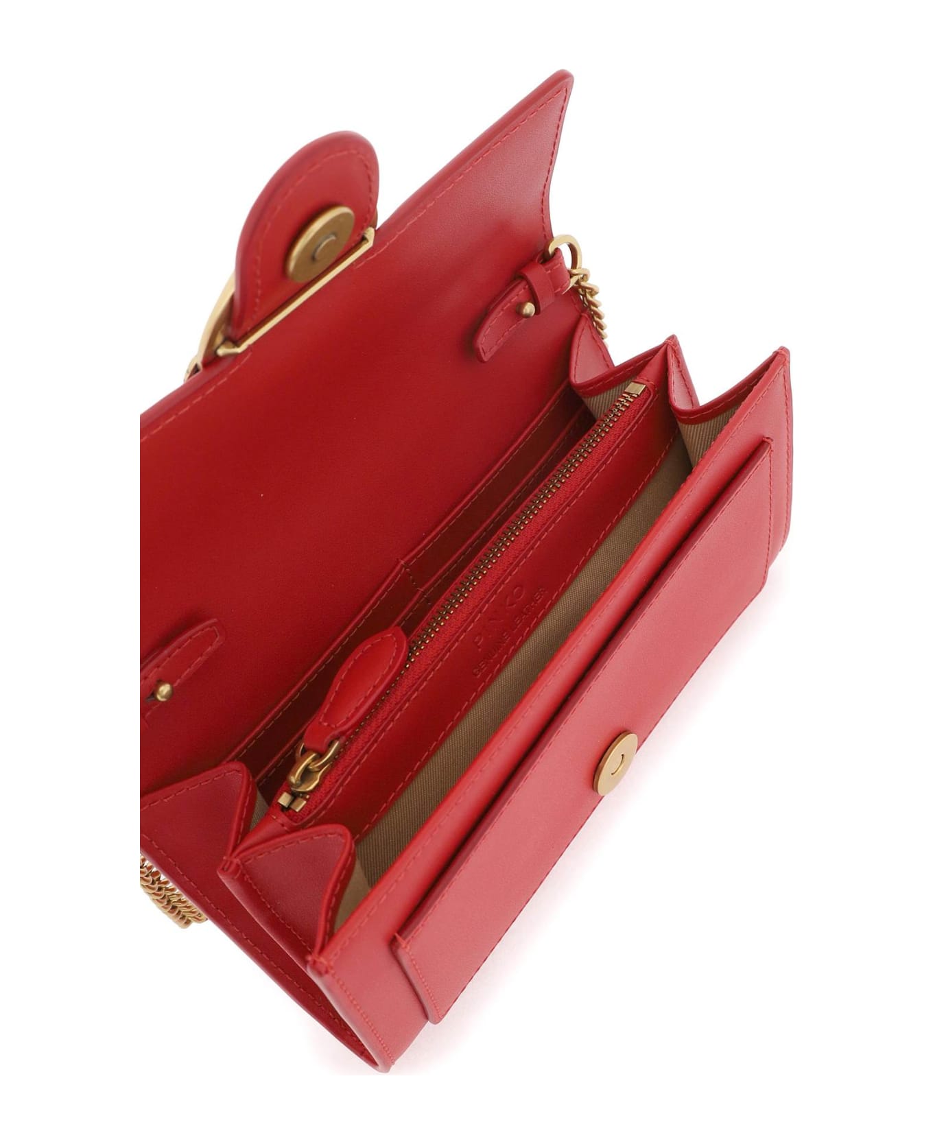 Pinko Love Bag Crossbody Bag - ROSSO ANTIQUE GOLD (Red)