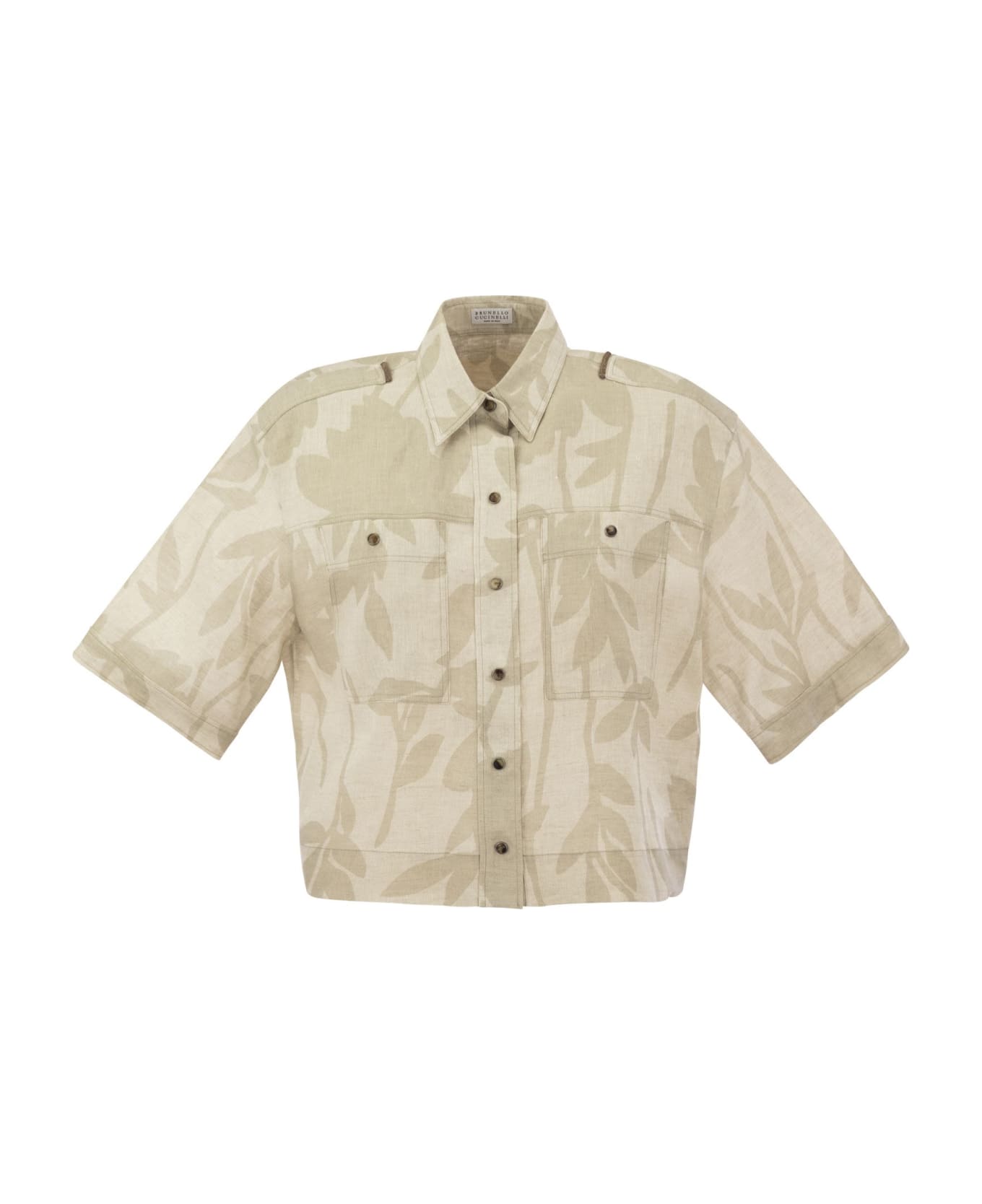 Brunello Cucinelli Ramage Print Linen Shirt - Natural シャツ