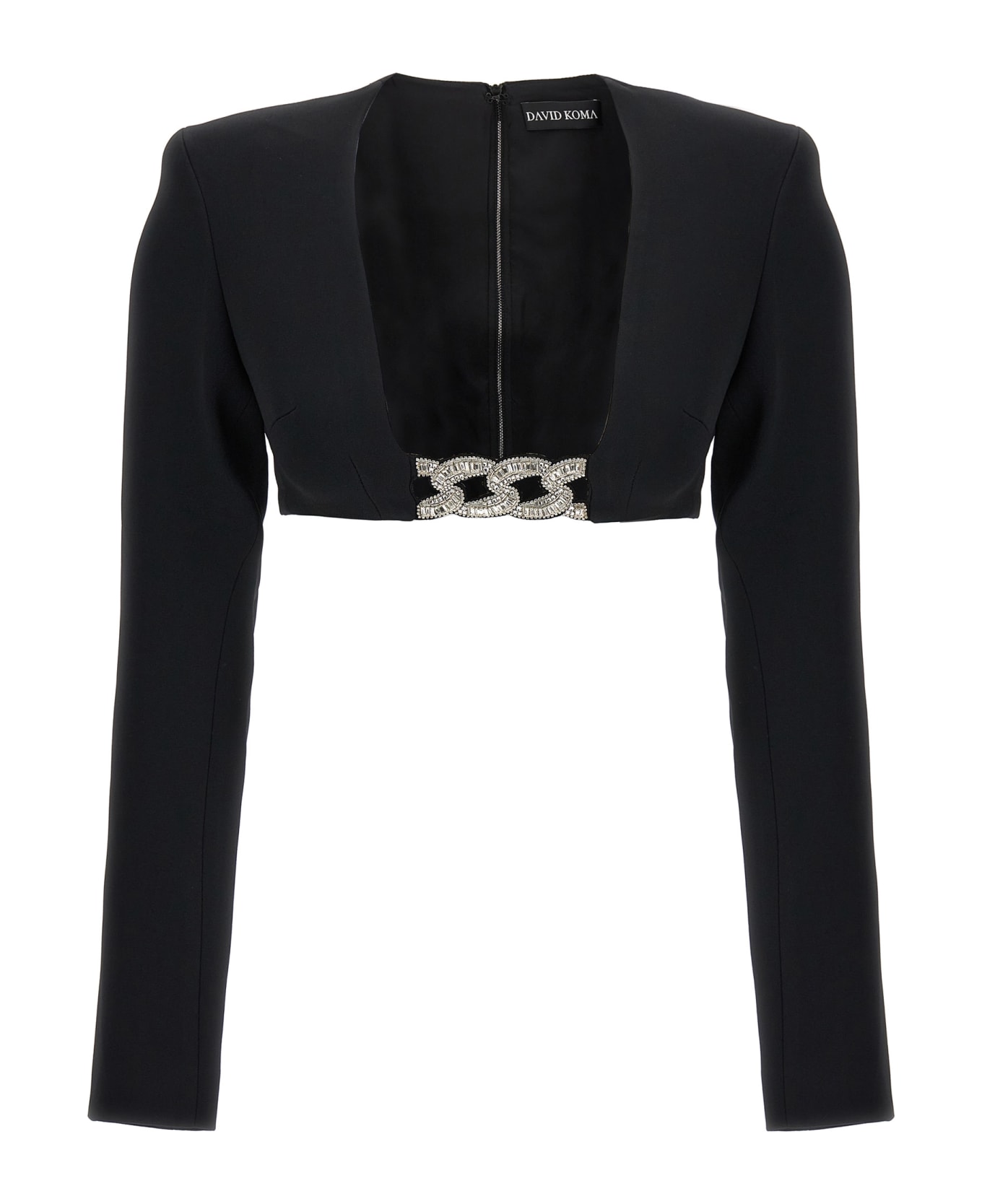 David Koma Top '3d Crystsal Chain And Square Neck' - Black  