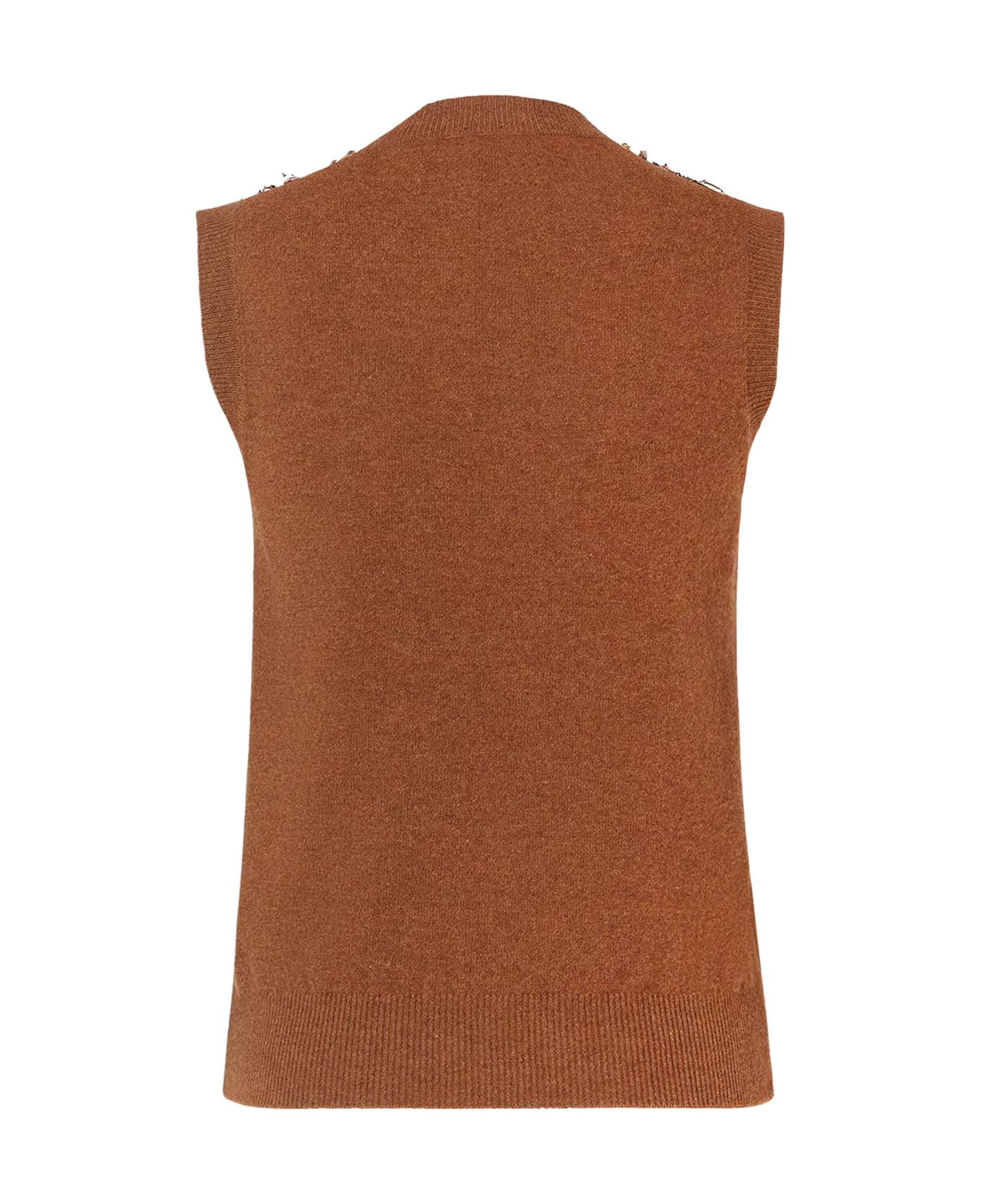Fendi Sleeveless Wool And Cashmere Sweater - RUST-25