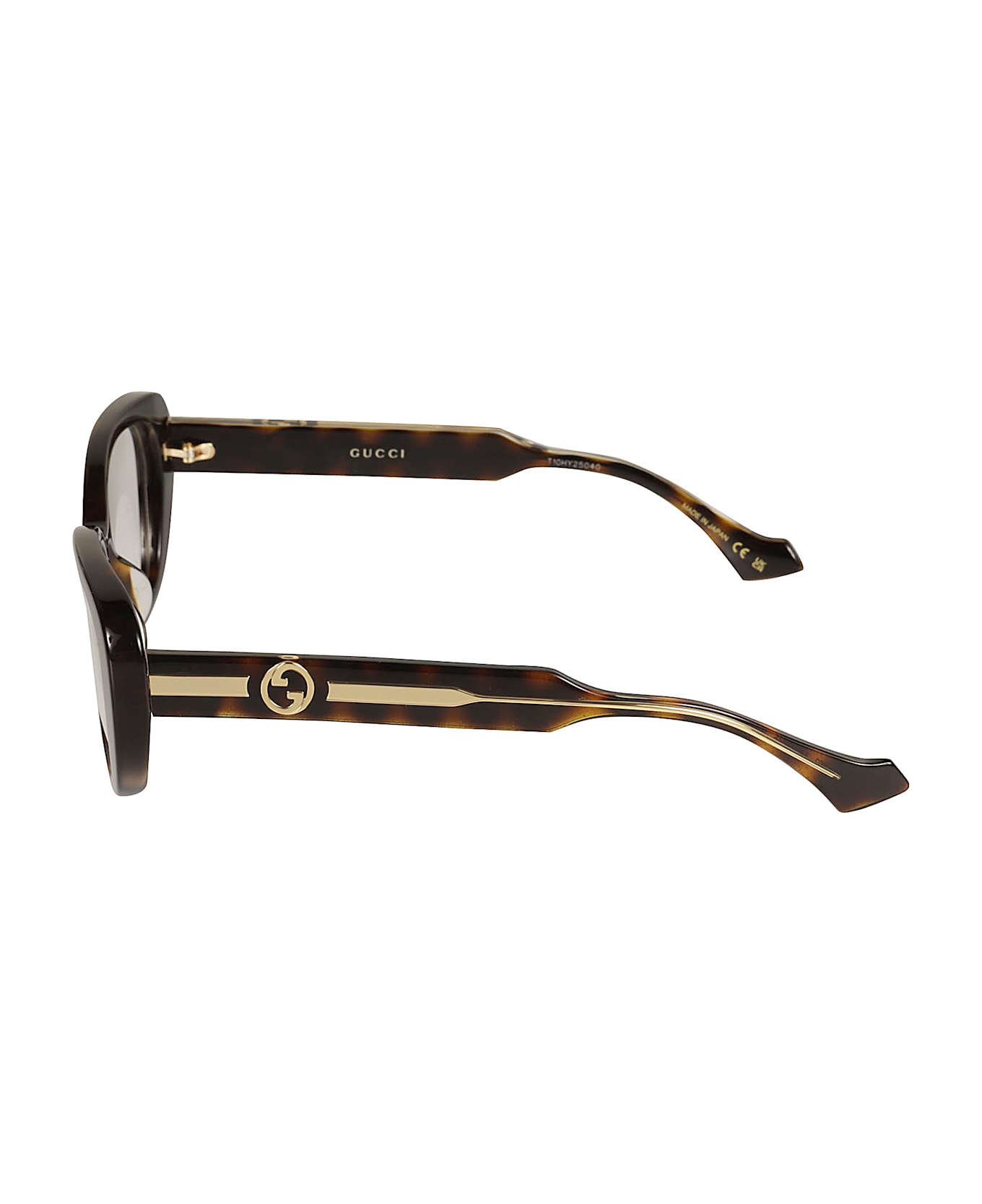 Gucci Eyewear Curved Square Logo Lens Frame - 002 havana crystal transp