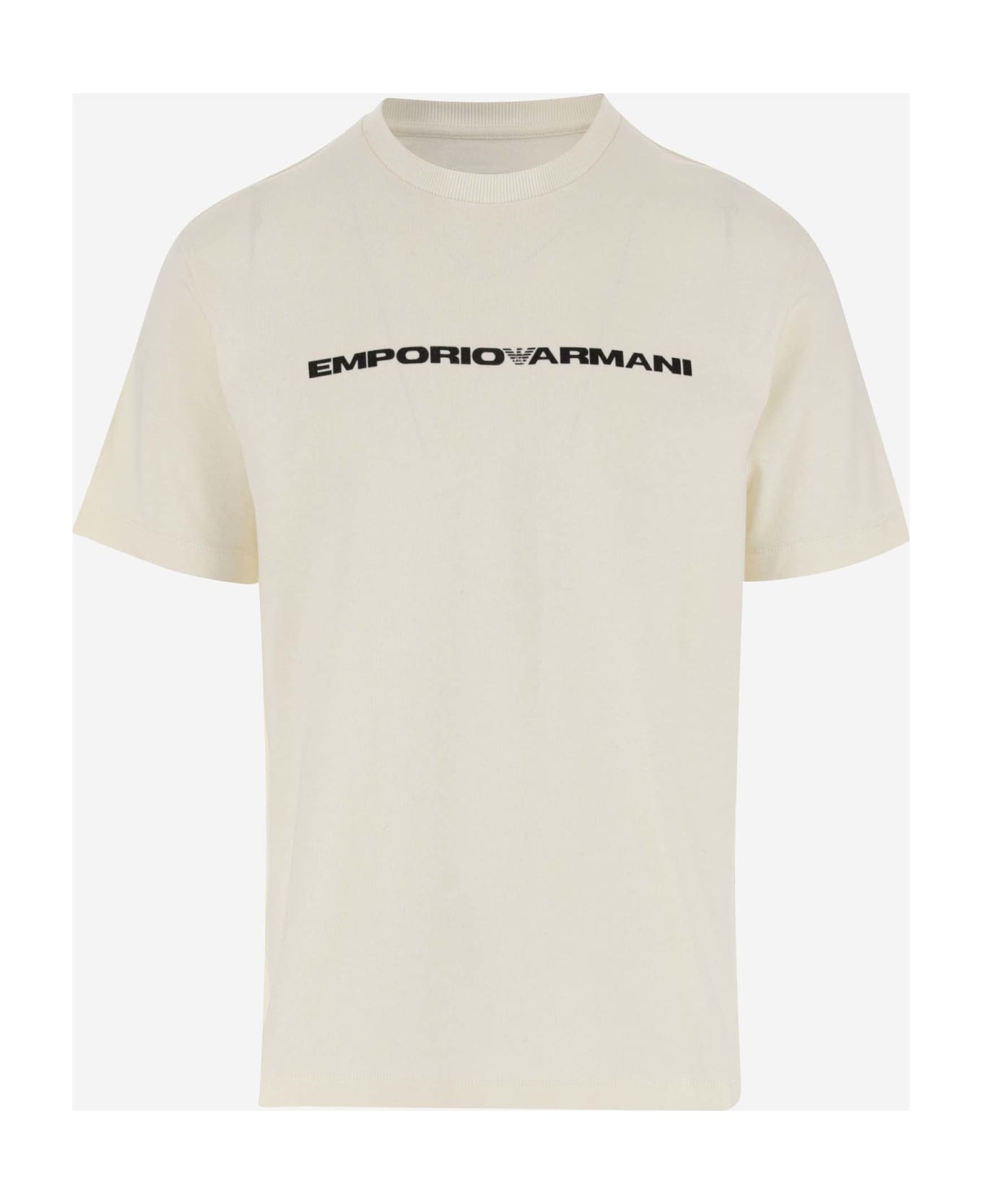 Emporio Armani Cotton T-shirt With Logo - White シャツ