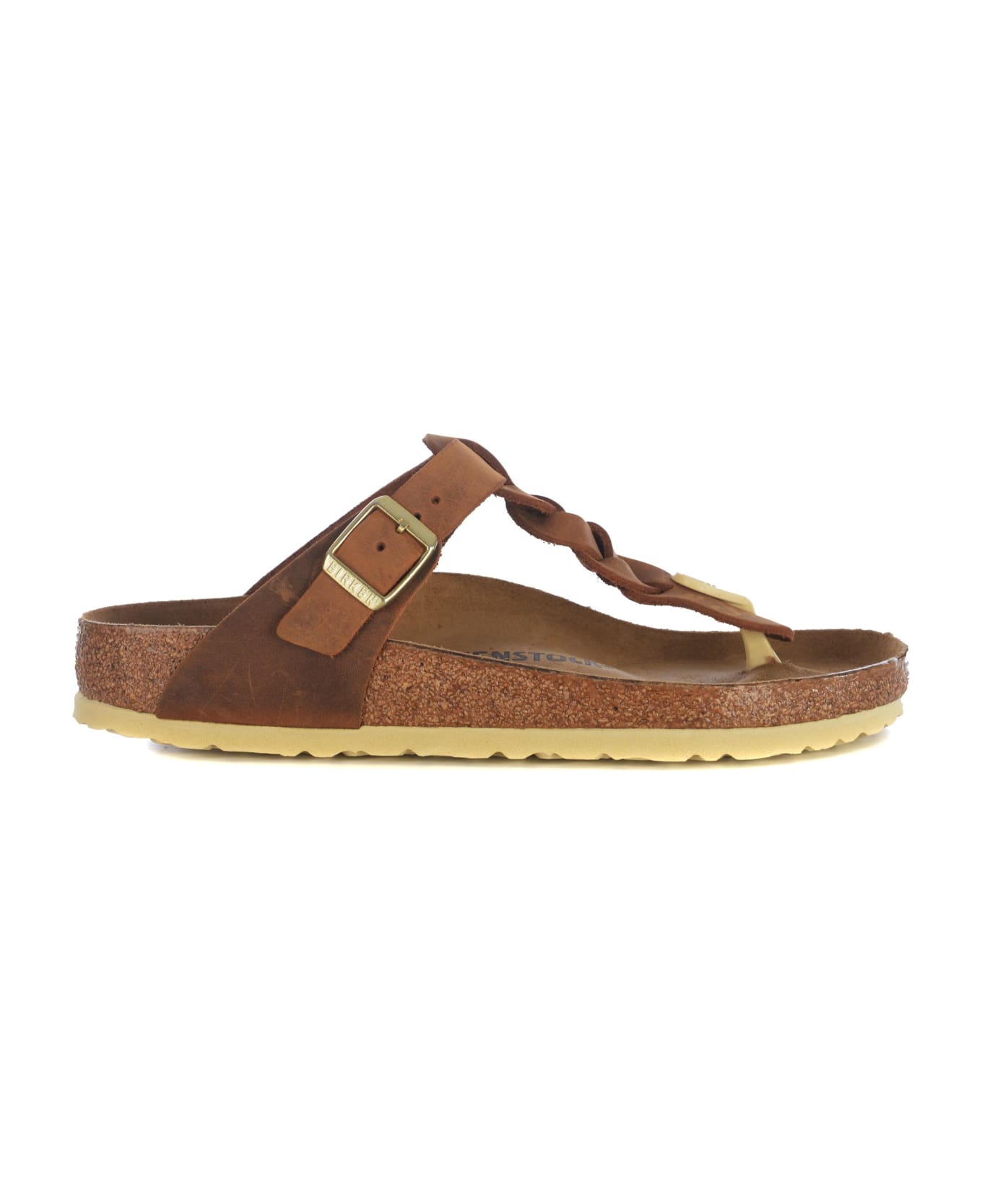 Birkenstock Flip Flops Birkenstock "gizeh" In Leather - Cognac