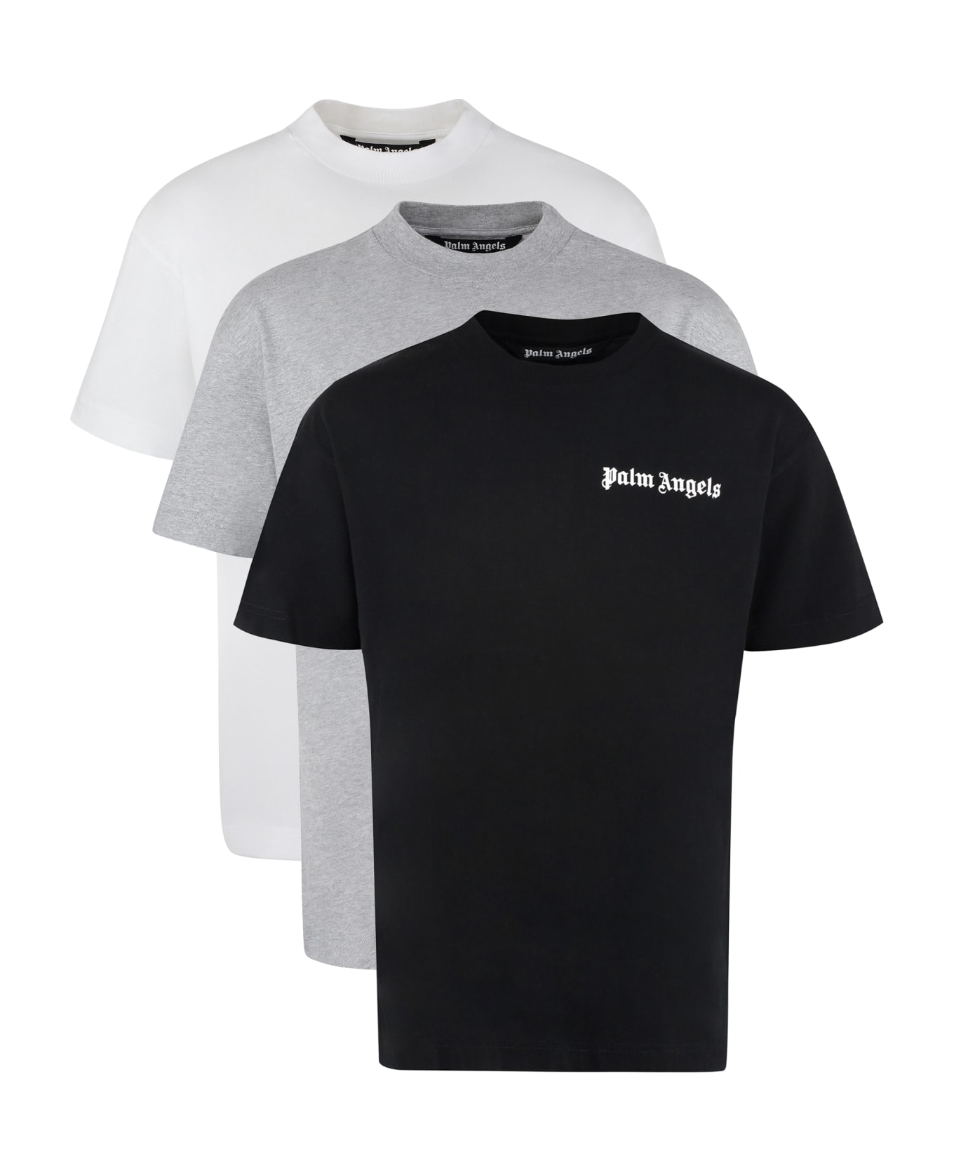 Palm Angels Set Of Three Cotton T-shirts - Multicolor