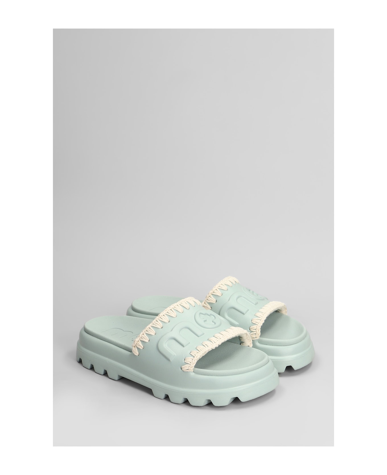 Mou Eva Onepiece Flats In Green Rubber/plasic - green