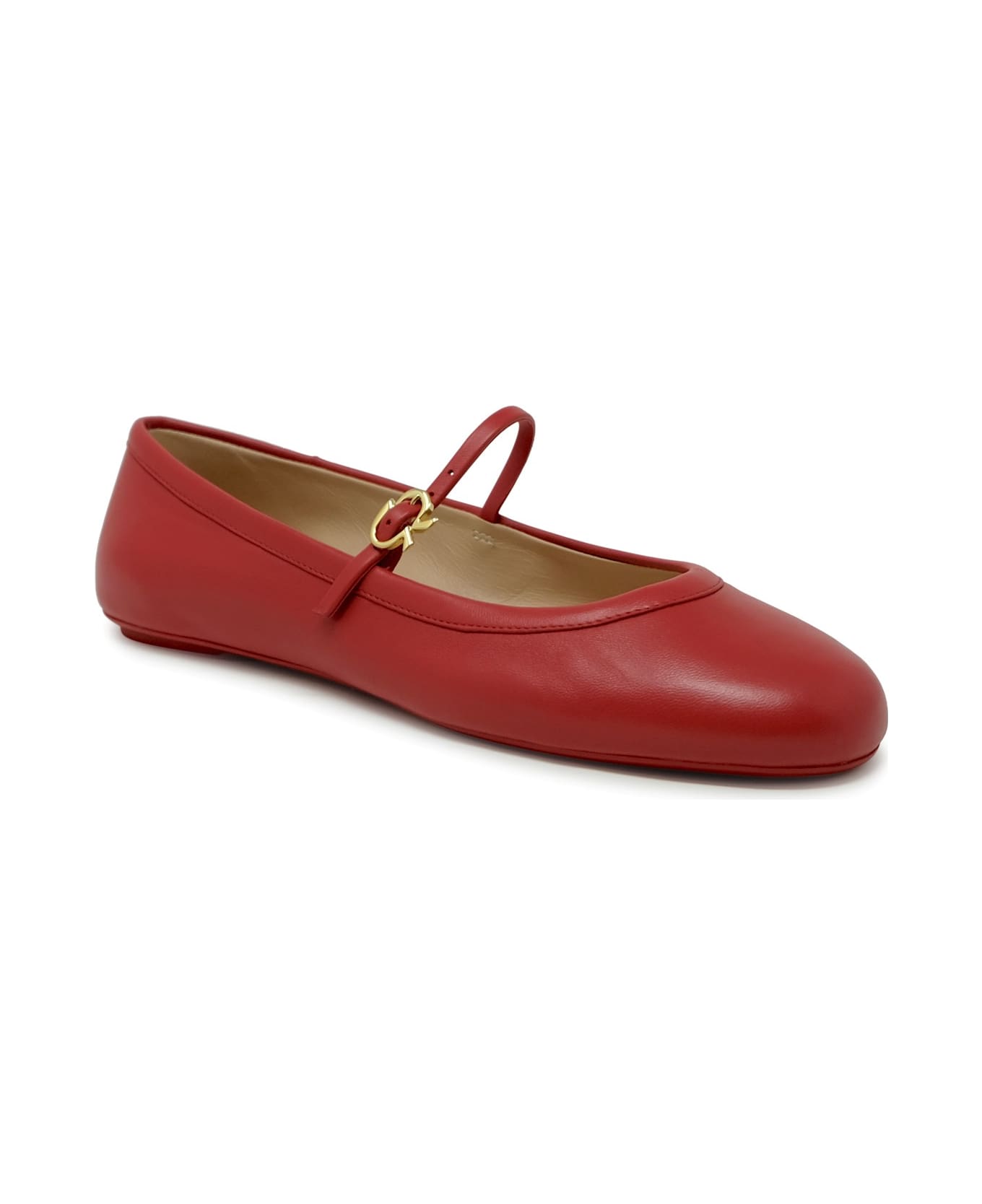 Gianvito Rossi Leather Ballerina - RED