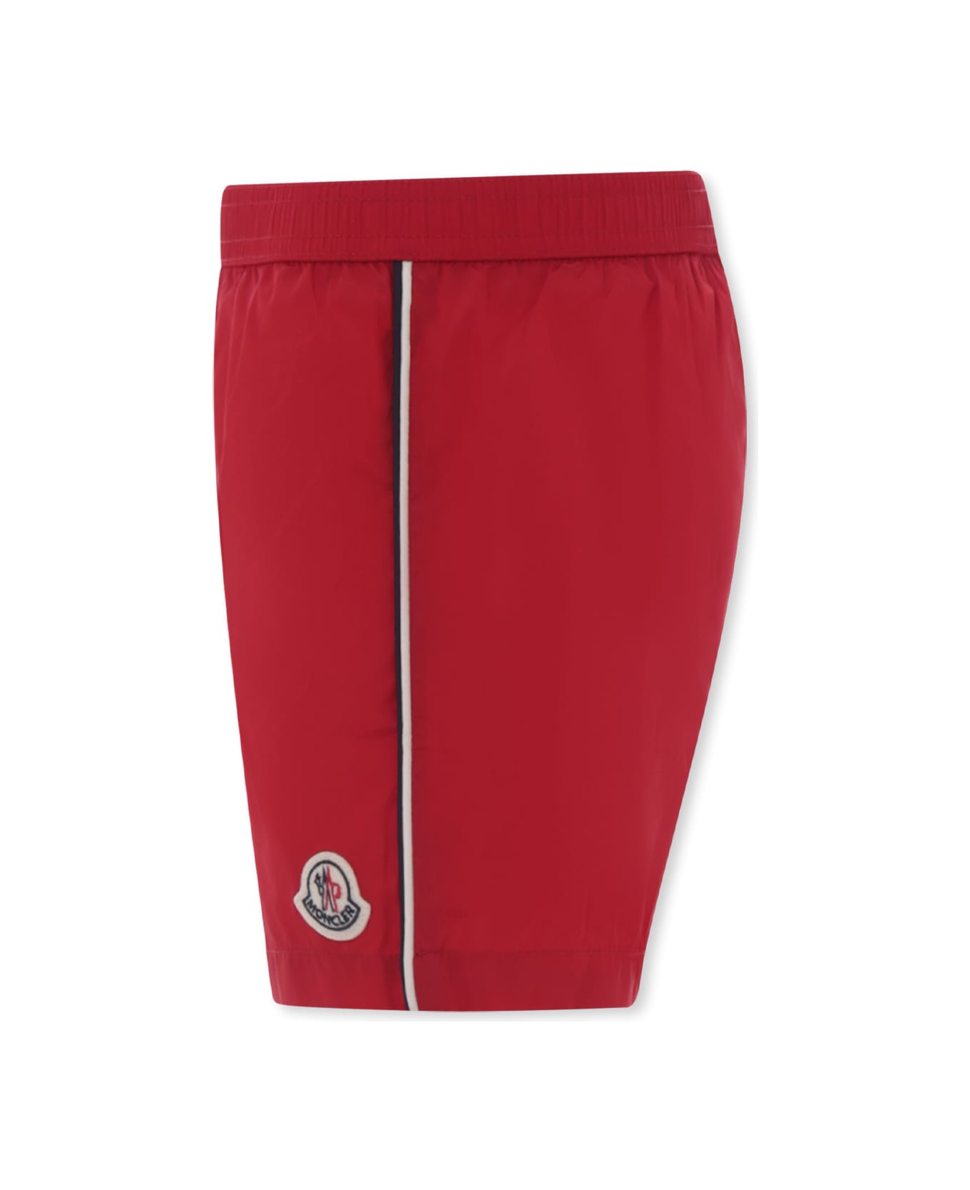 Moncler Red Swim Shorts For Boy With Logo - Red