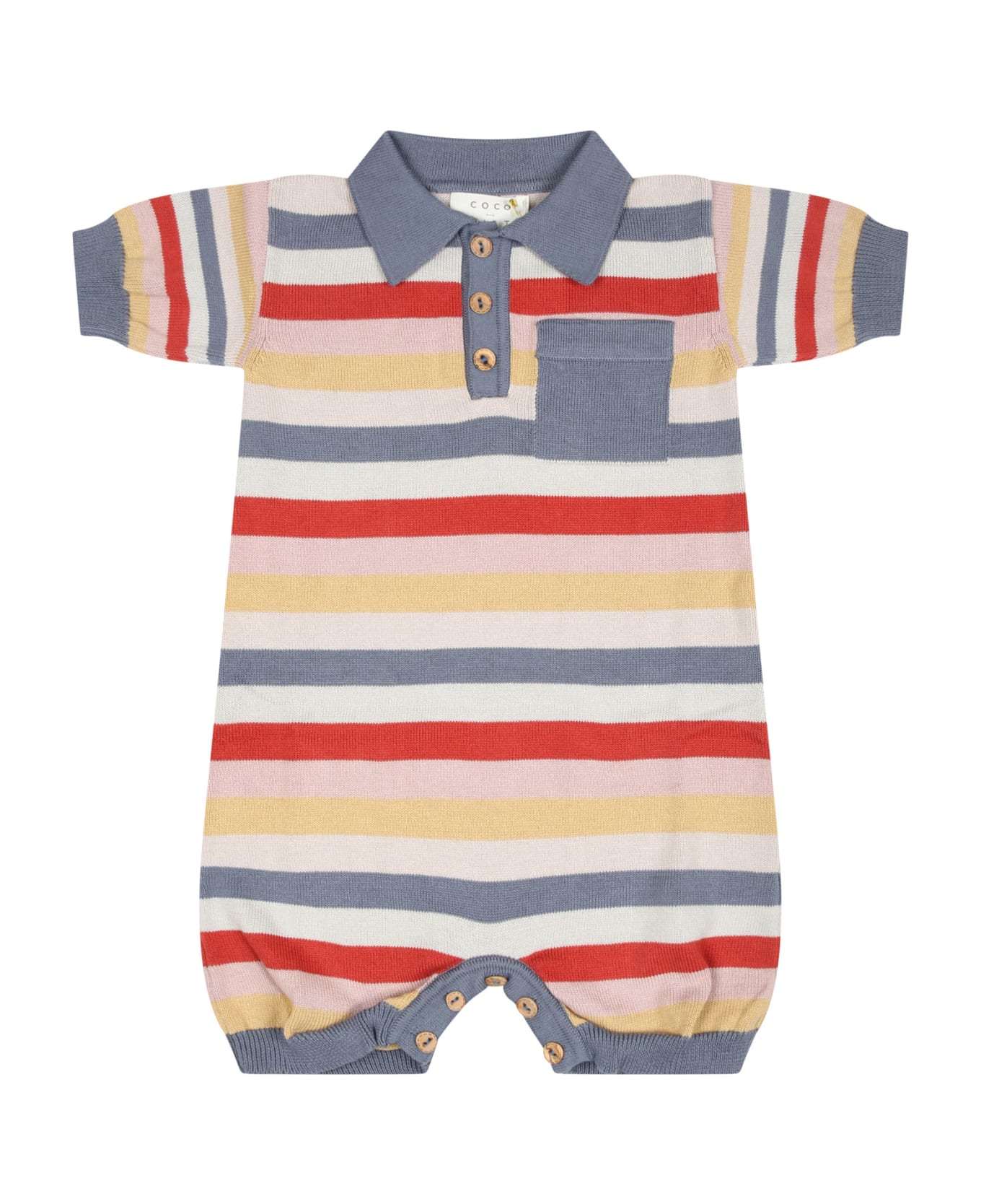 Coco Au Lait Multicolor Romper For Baby Boy With Striped Pattern - Multicolor