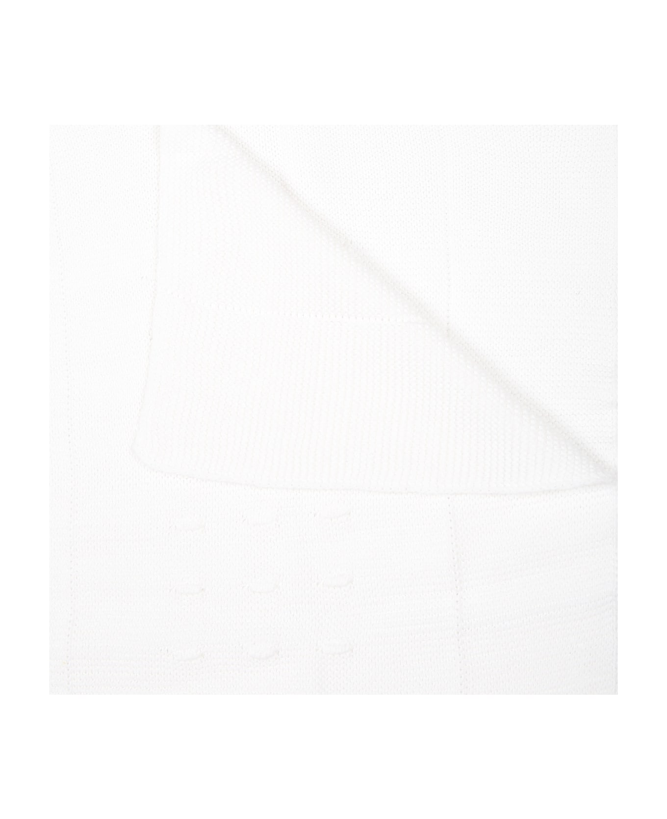 Monnalisa White Blanket For Baby Girl With Logo - White