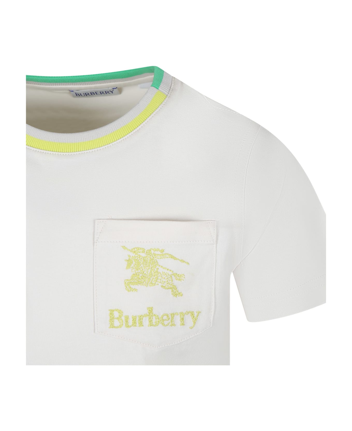 Burberry Beige T-shirt For Boy With Logo And Equestrian Knight - Beige