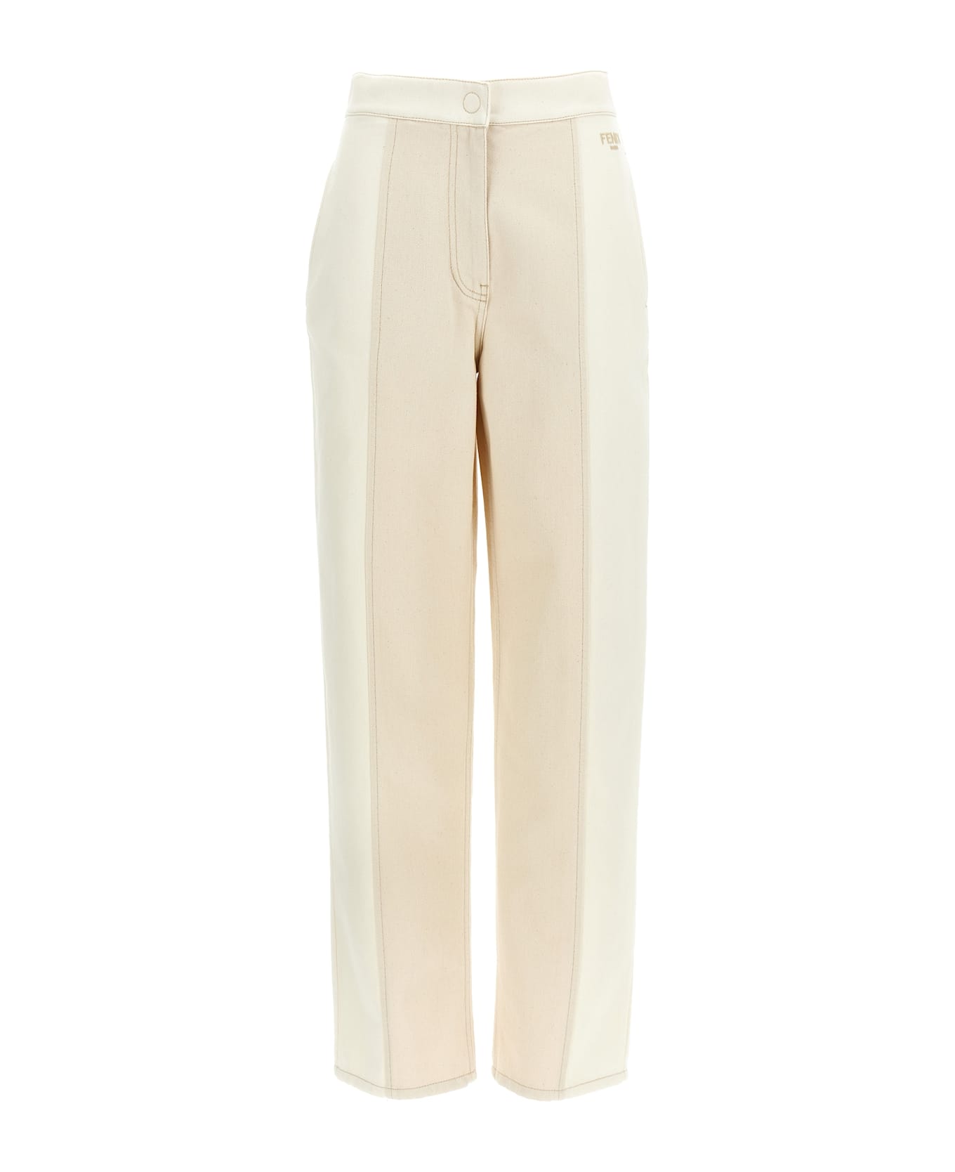 Fendi Two-tone Denim Jeans - White