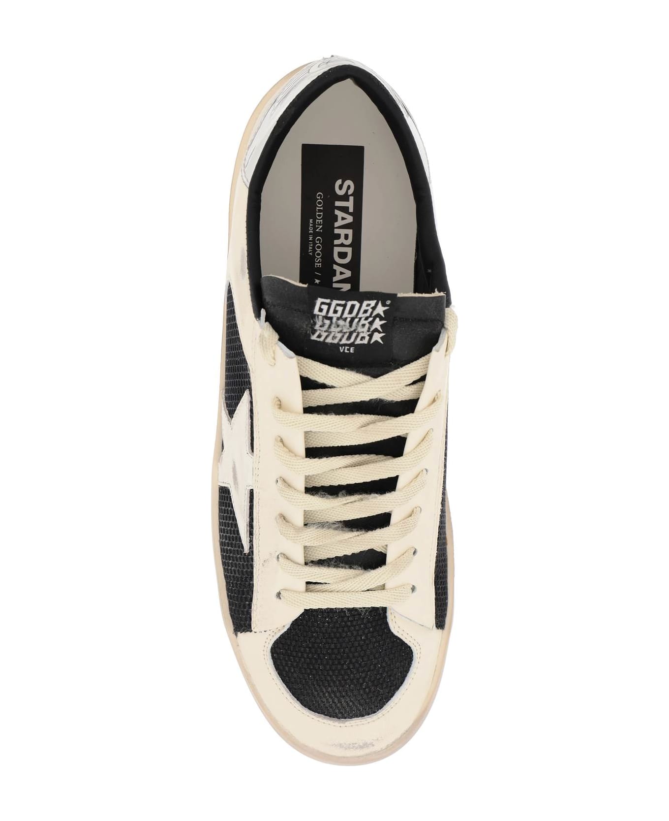 Golden Goose Mesh And Leather Stardan Sneakers - WHITE BLACK SILVER (Black)