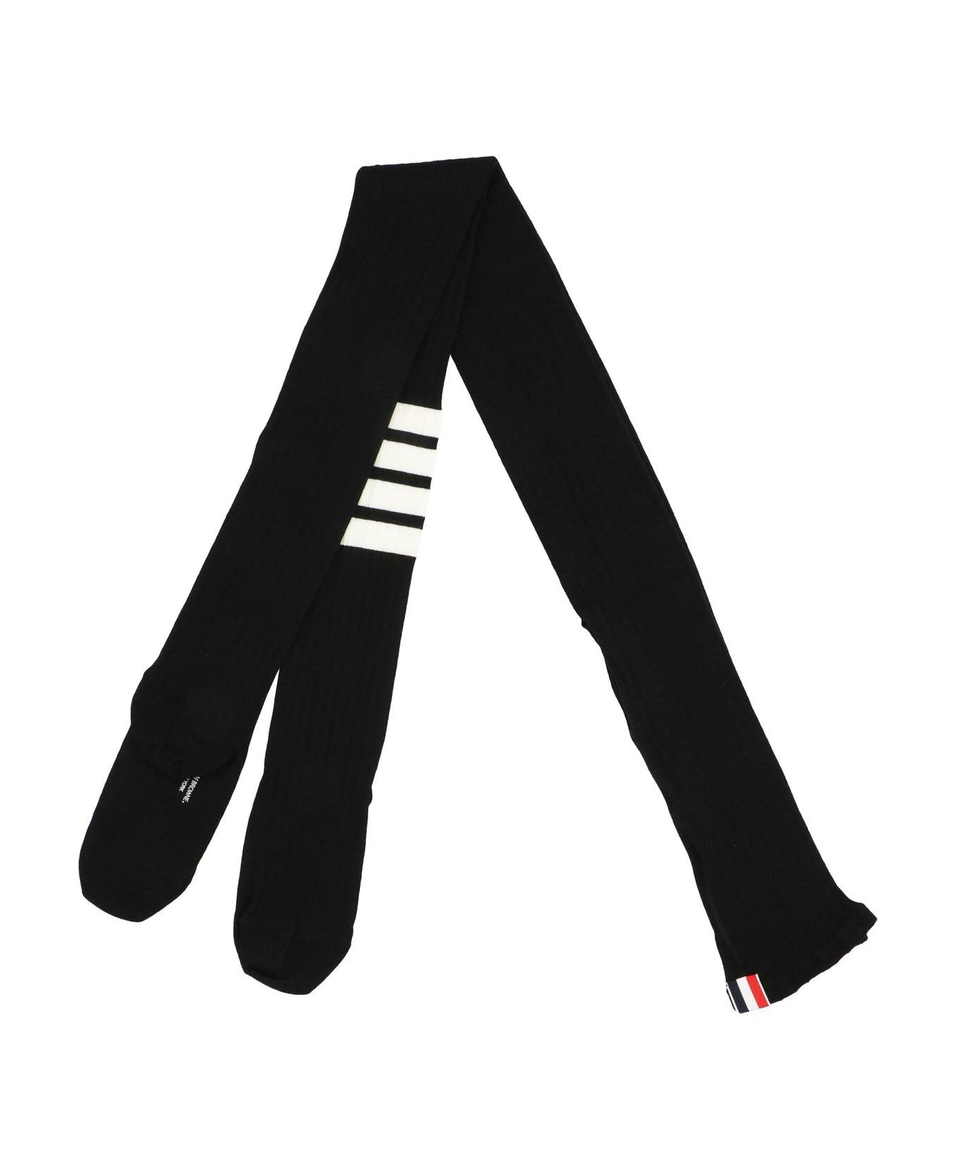 Thom Browne 4 Bar Striped Ribbed Tights - Black
