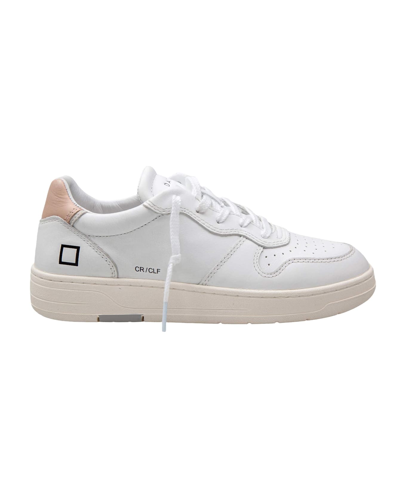 D.A.T.E. White And Pink Leather Court Sneakers - White/Pink