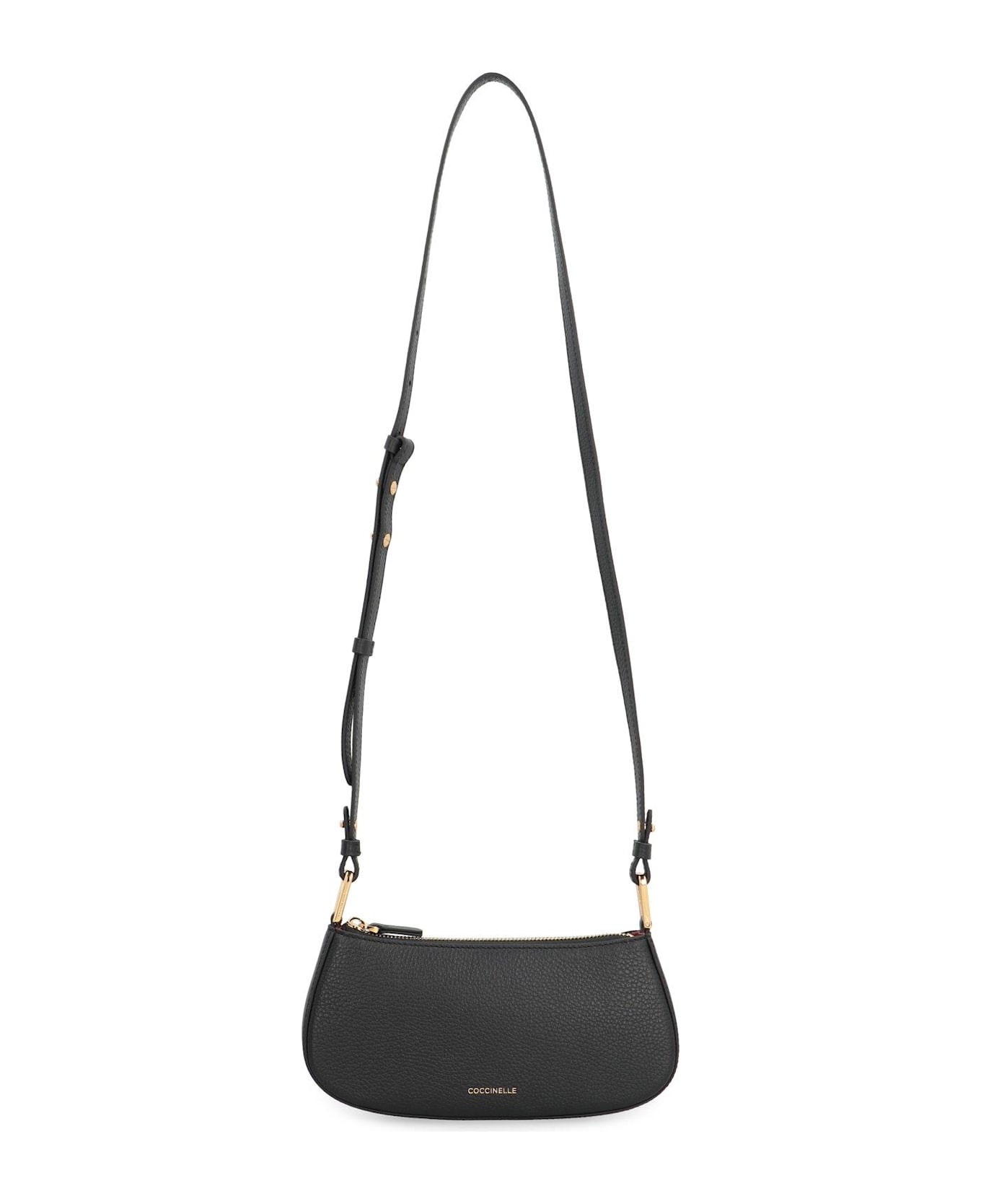 Coccinelle Logo Stamp Zipped Shoulder Bag - Black