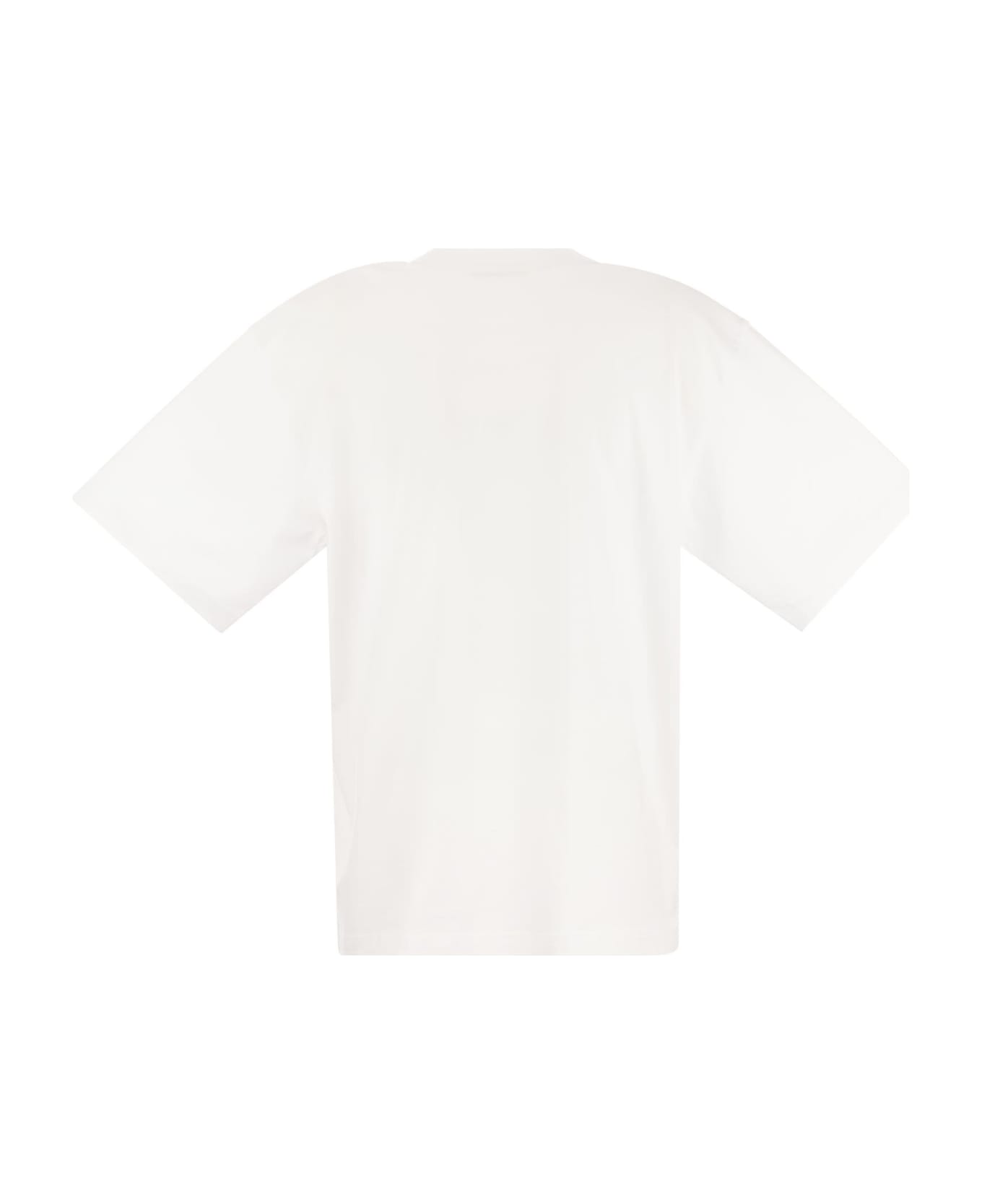 Marni Cotton Jersey T-shirt With Marni Print - White