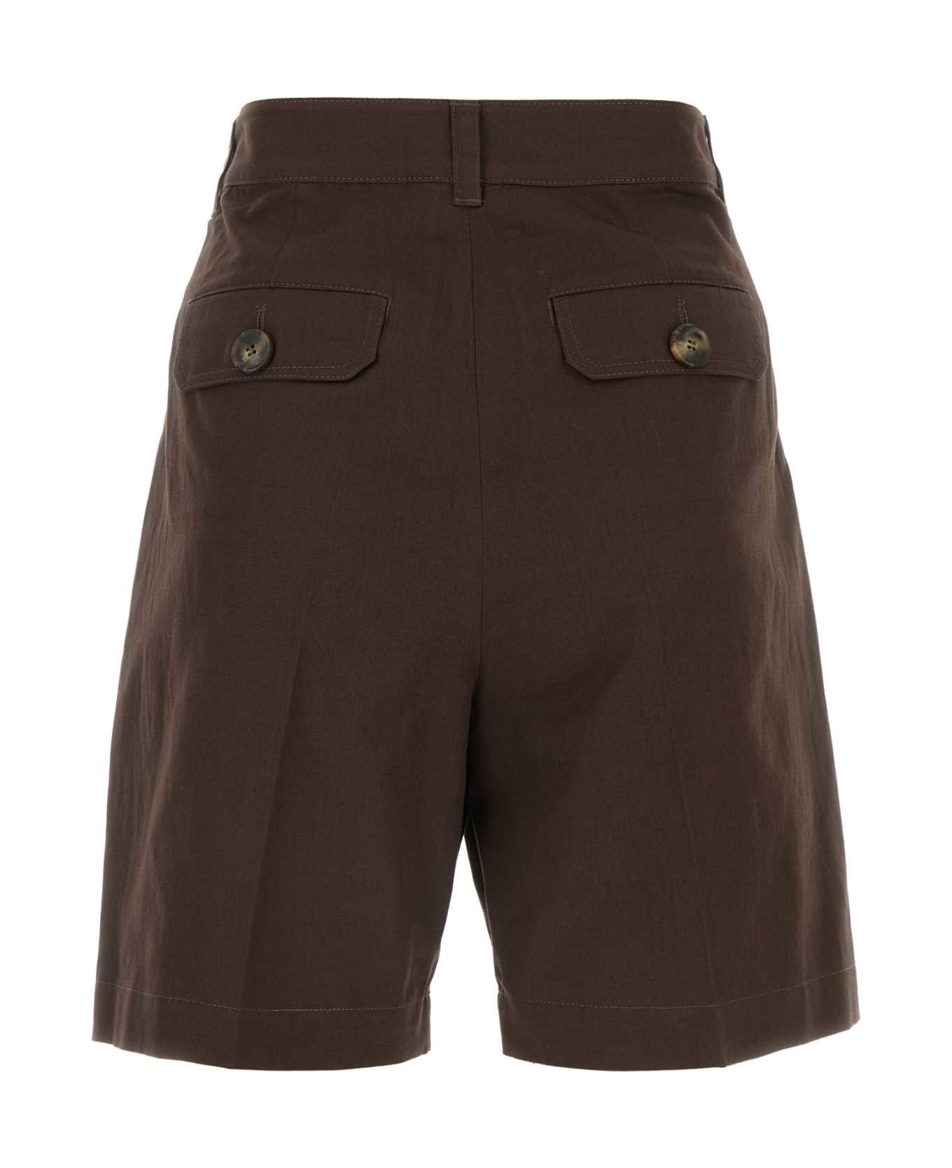 Weekend Max Mara Dark Brown Cotton Blend Afa Shorts - CIOCCOLATO