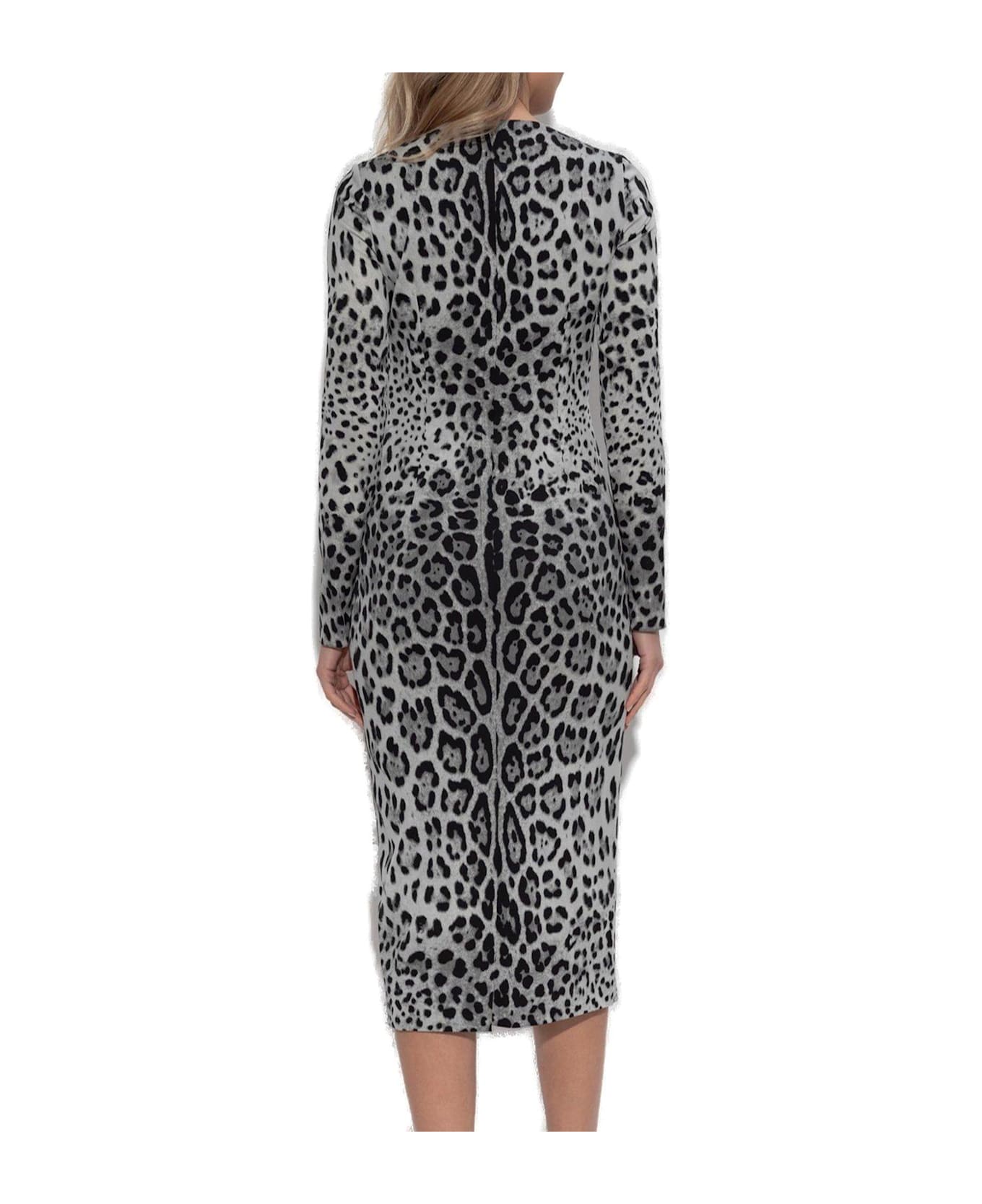 Dolce 
Gabbana Animal Printed Midi Dress - Leoaprd