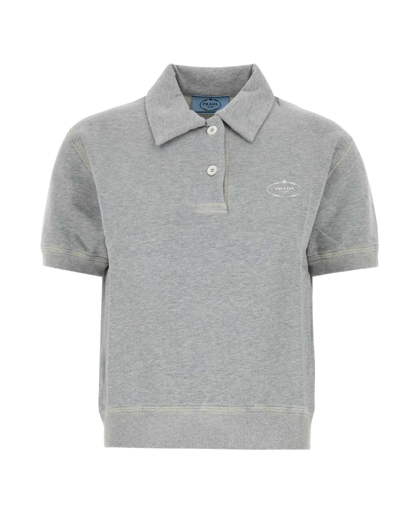 Prada Grey Cotton Polo Shirt - GRIGIO MELANGE
