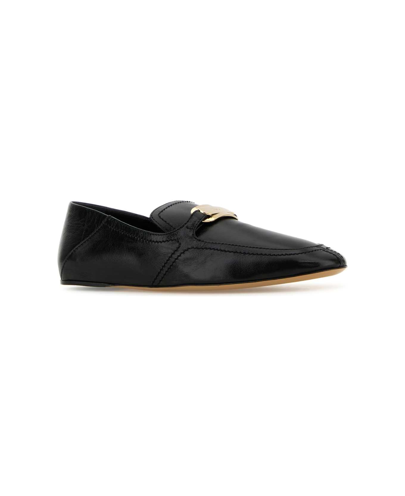 Ferragamo Black Leather Elaine Loafers - NERO