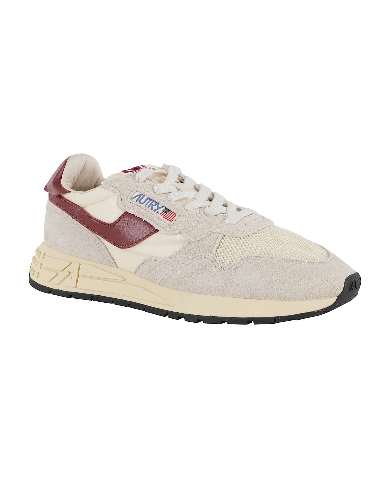 Autry 'reelwind' Beige Low Top Sneakers With Logo Patch Ontongue And Side In Suede Man - Ecru Rubwine