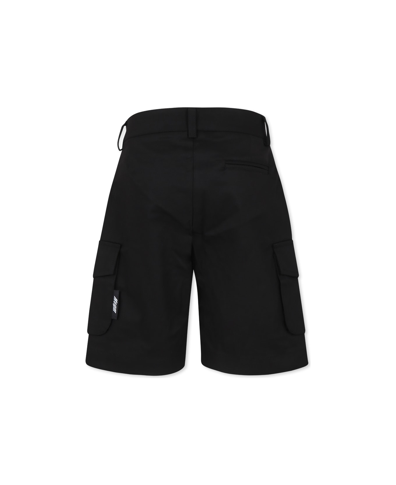 MSGM Black Shorts For Boy With Logo - Black ボトムス