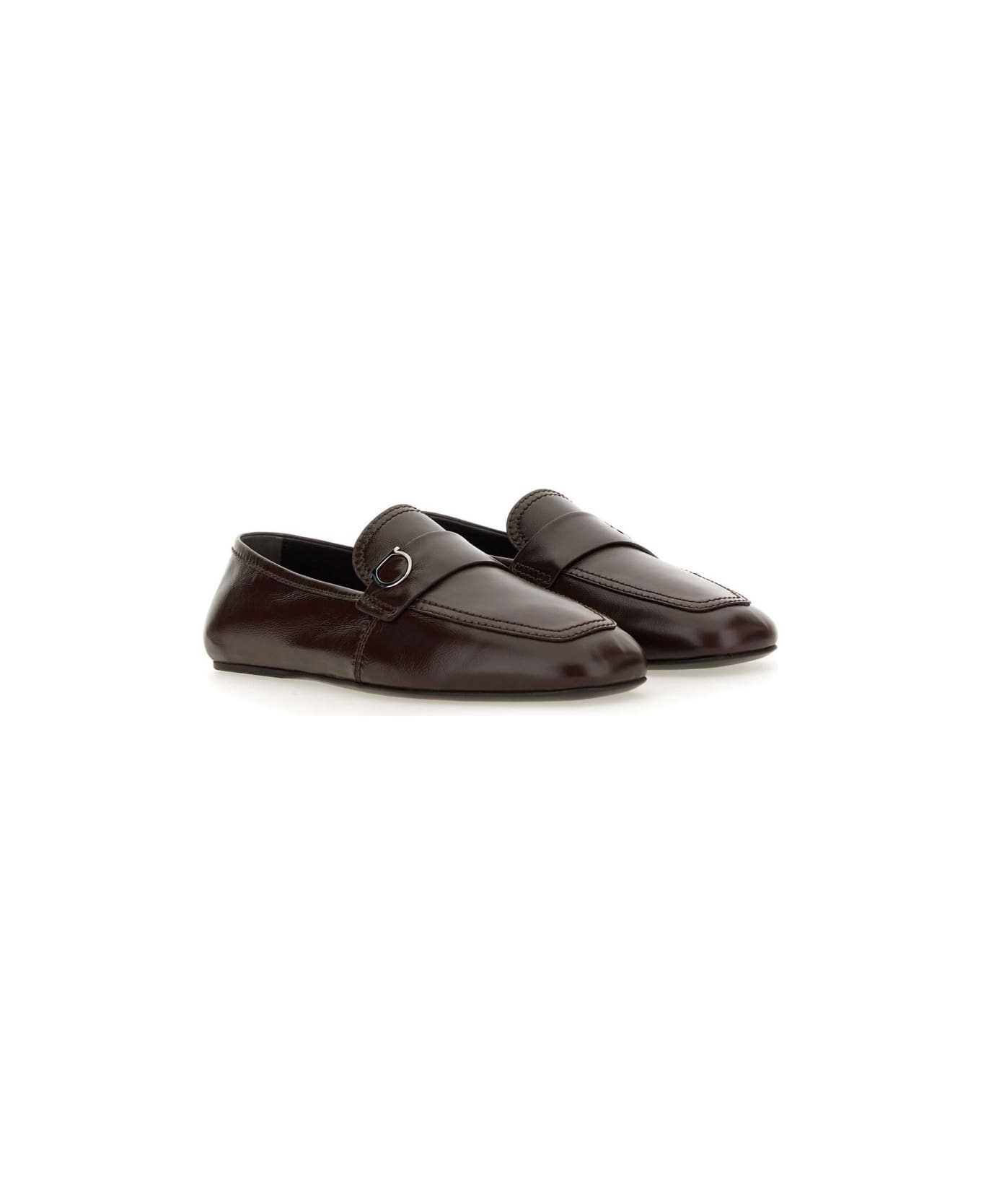 Ferragamo Moccasin Ornament Gancini - BROWN