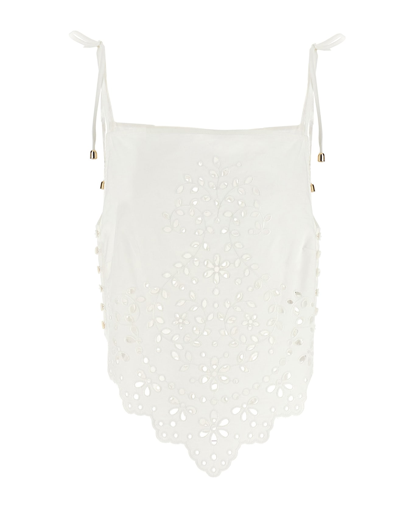 self-portrait 
white Cotton Embroidered
 Top - White