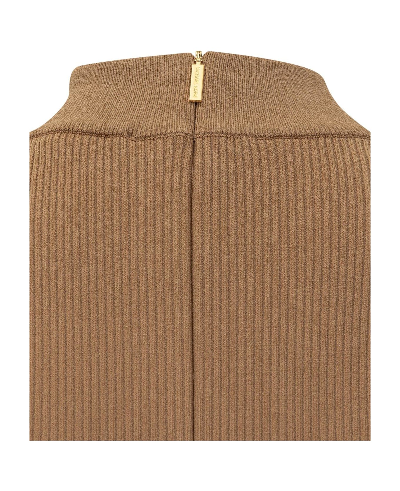 Michael Kors Rear Zipped Mock Neck Jumper - BEIGE