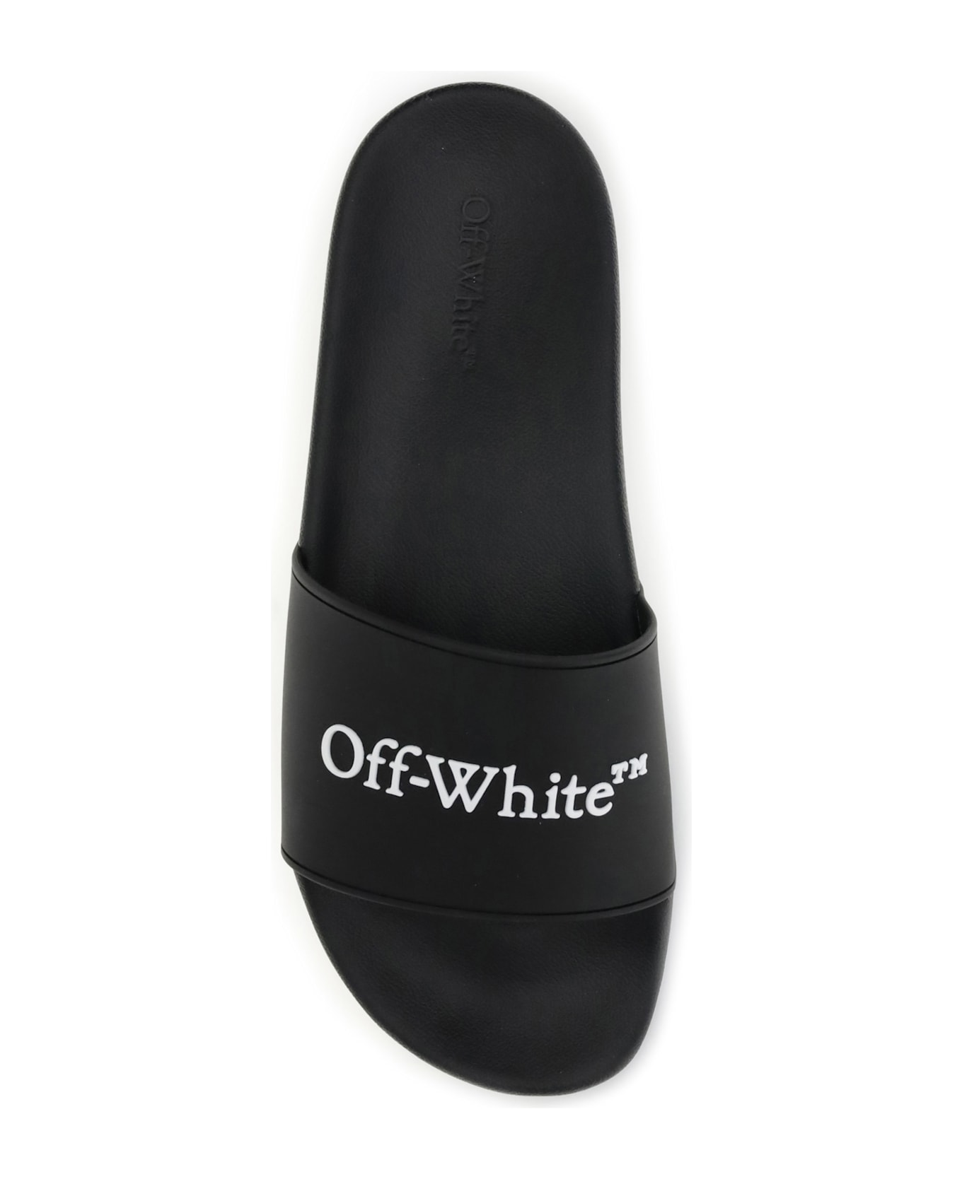 Off-White Black Slides With Bookish Logo