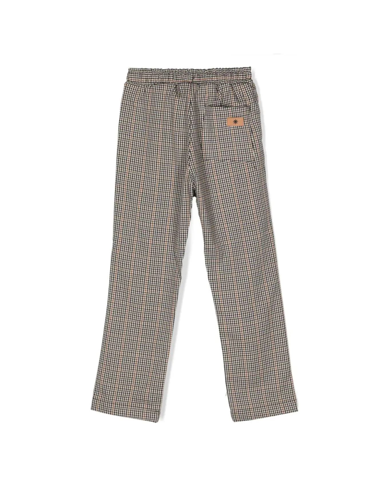 Manuel Ritz Straight Checked Trousers - Beige