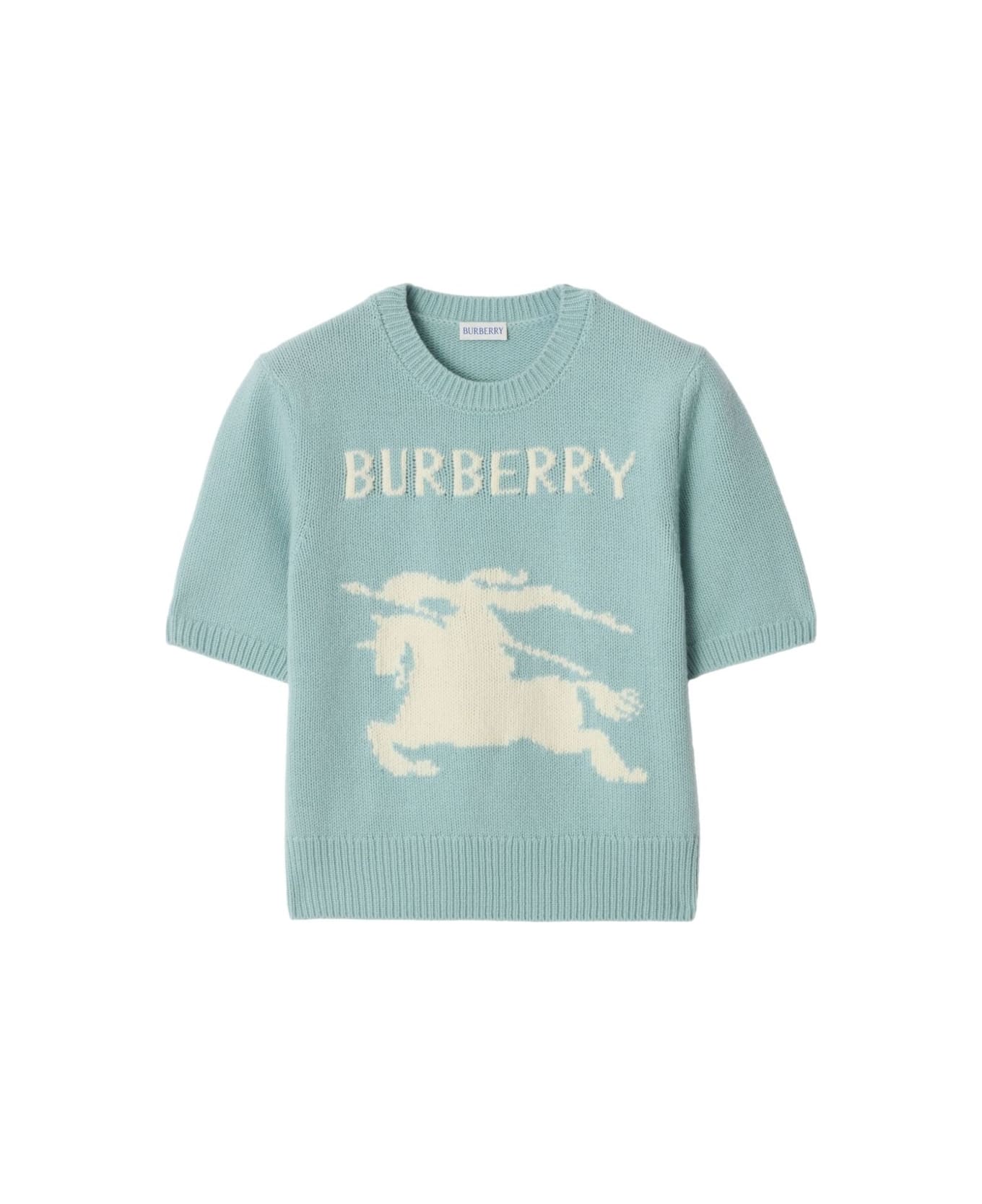Burberry Ekd Wool And Cashmere Sweater - Clear Blue