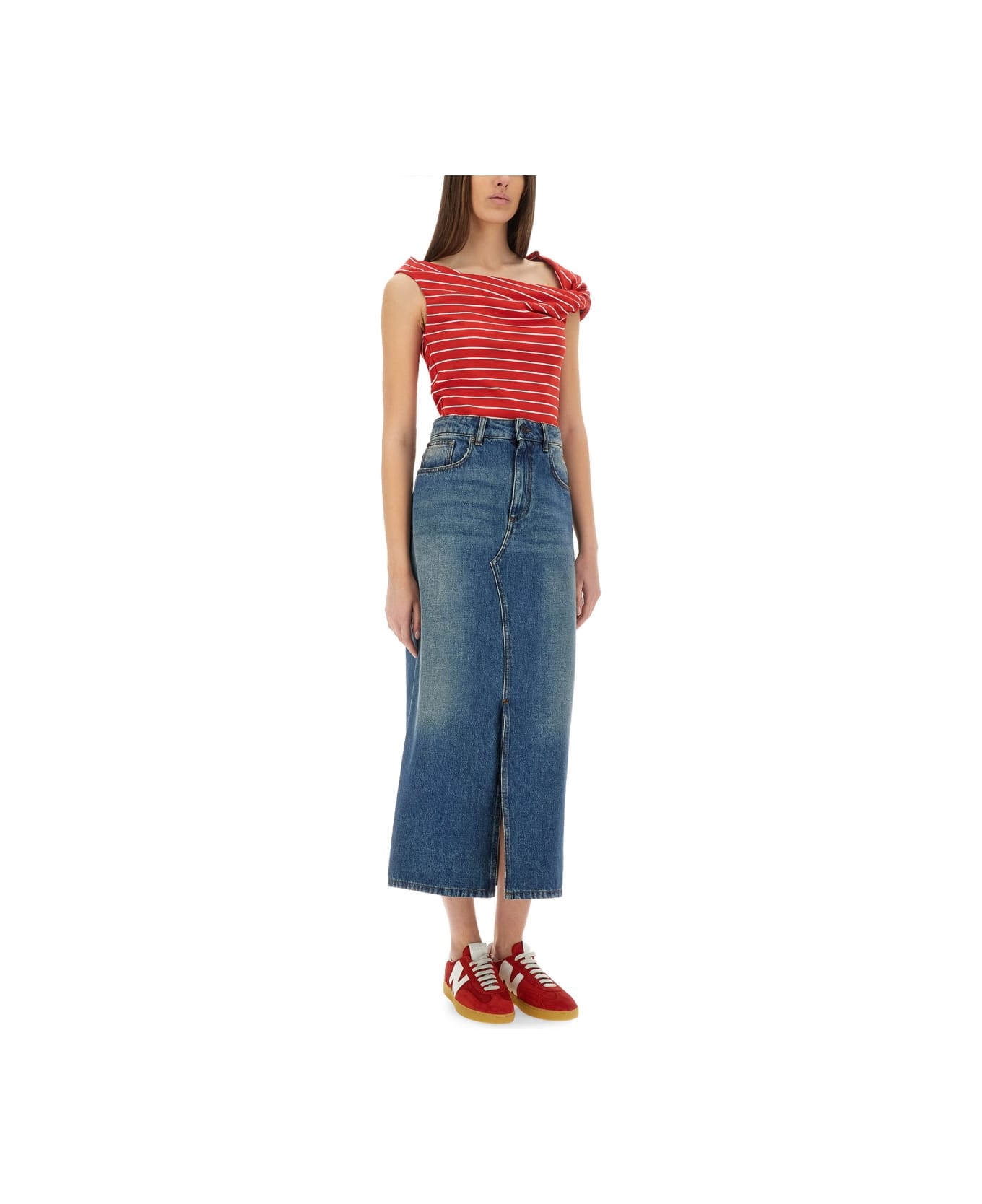 MSGM Long Denim Skirt - DENIM