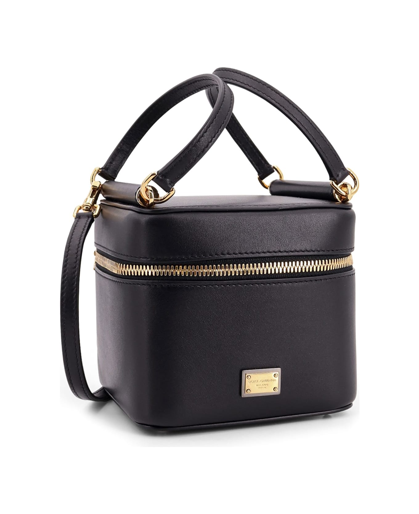 Dolce & Gabbana Black Leather Sicily Cube Handbag - Black