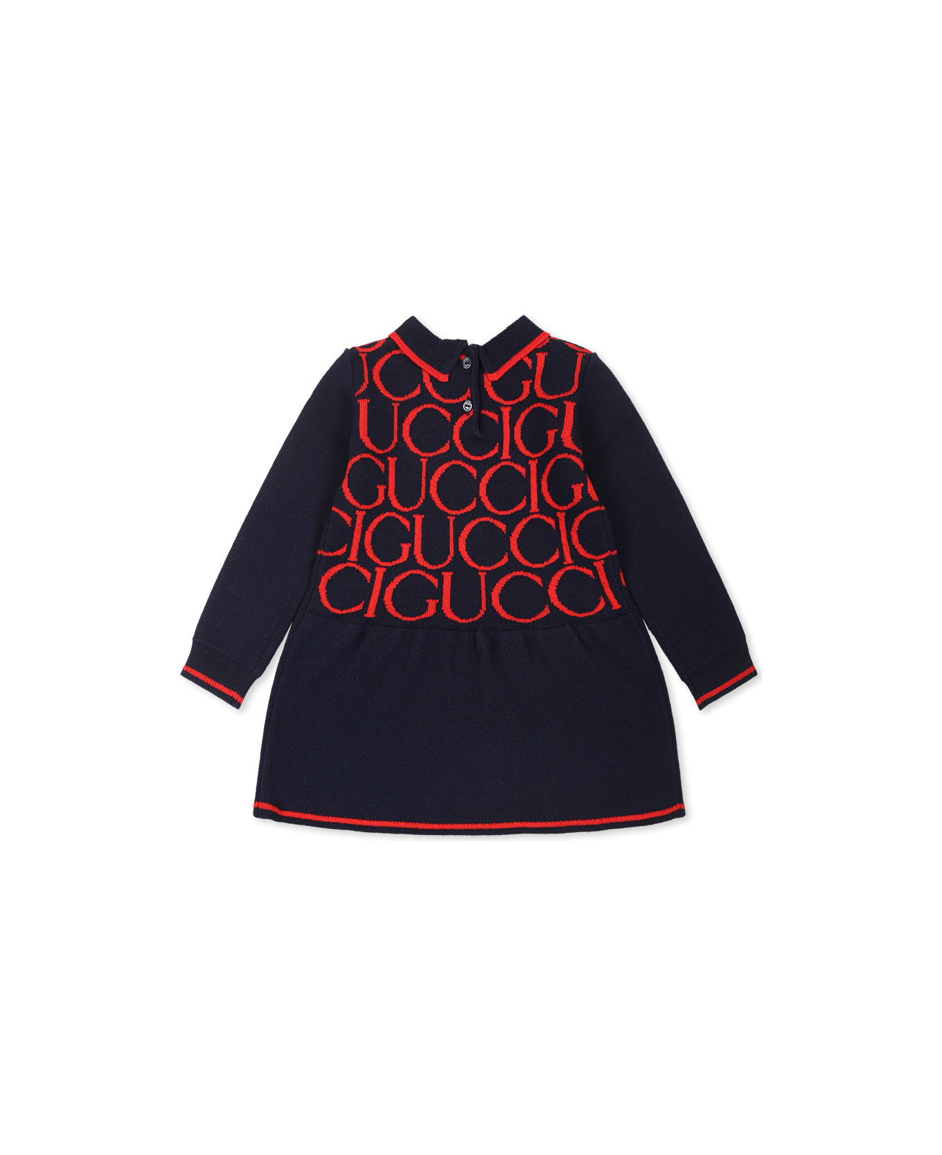 Gucci Blue Dress For Baby Girl With Gucci Magazine Logo - Blue