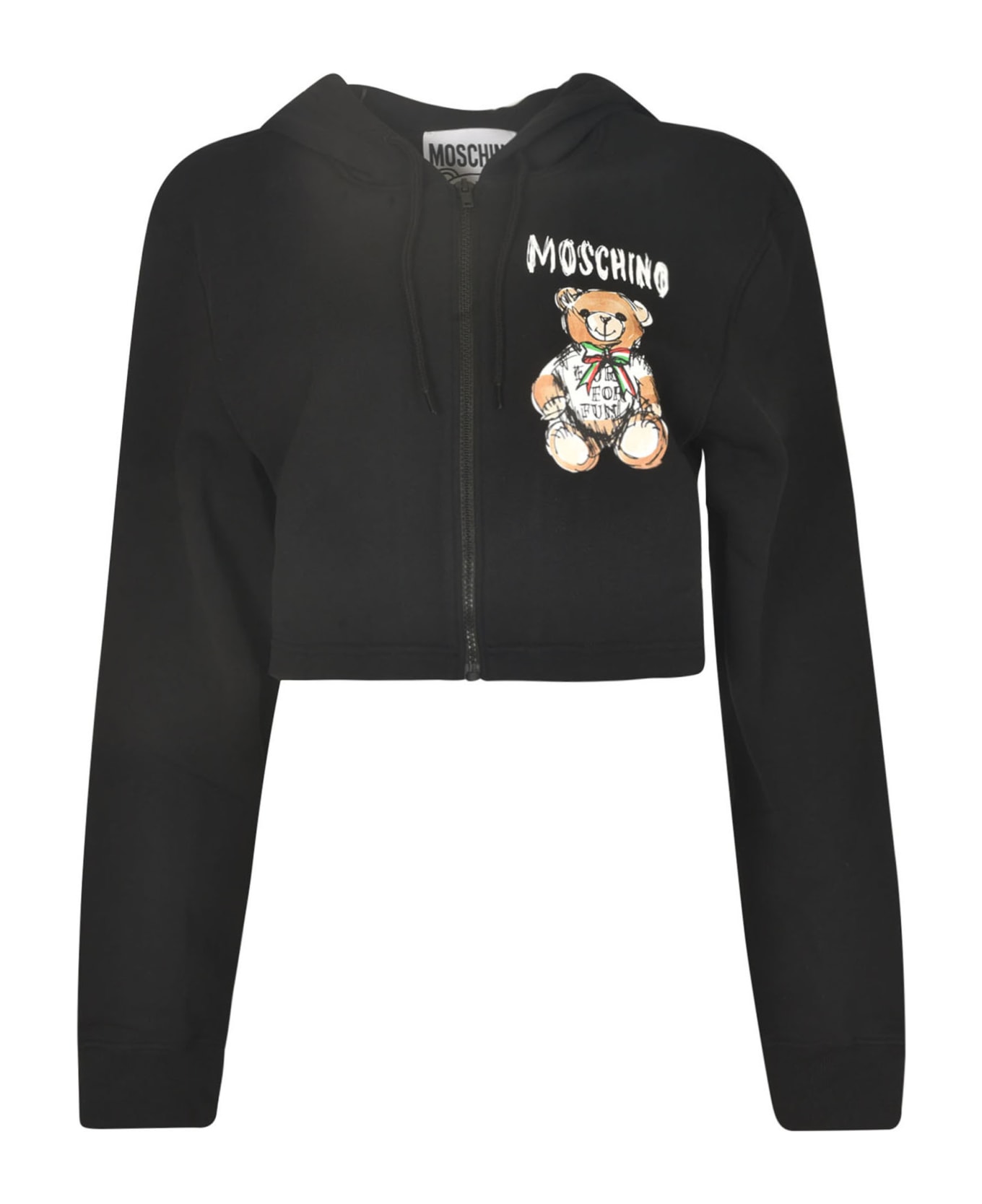 Moschino Logo Bear Cropped Zip Hoodie - Black ジャケット