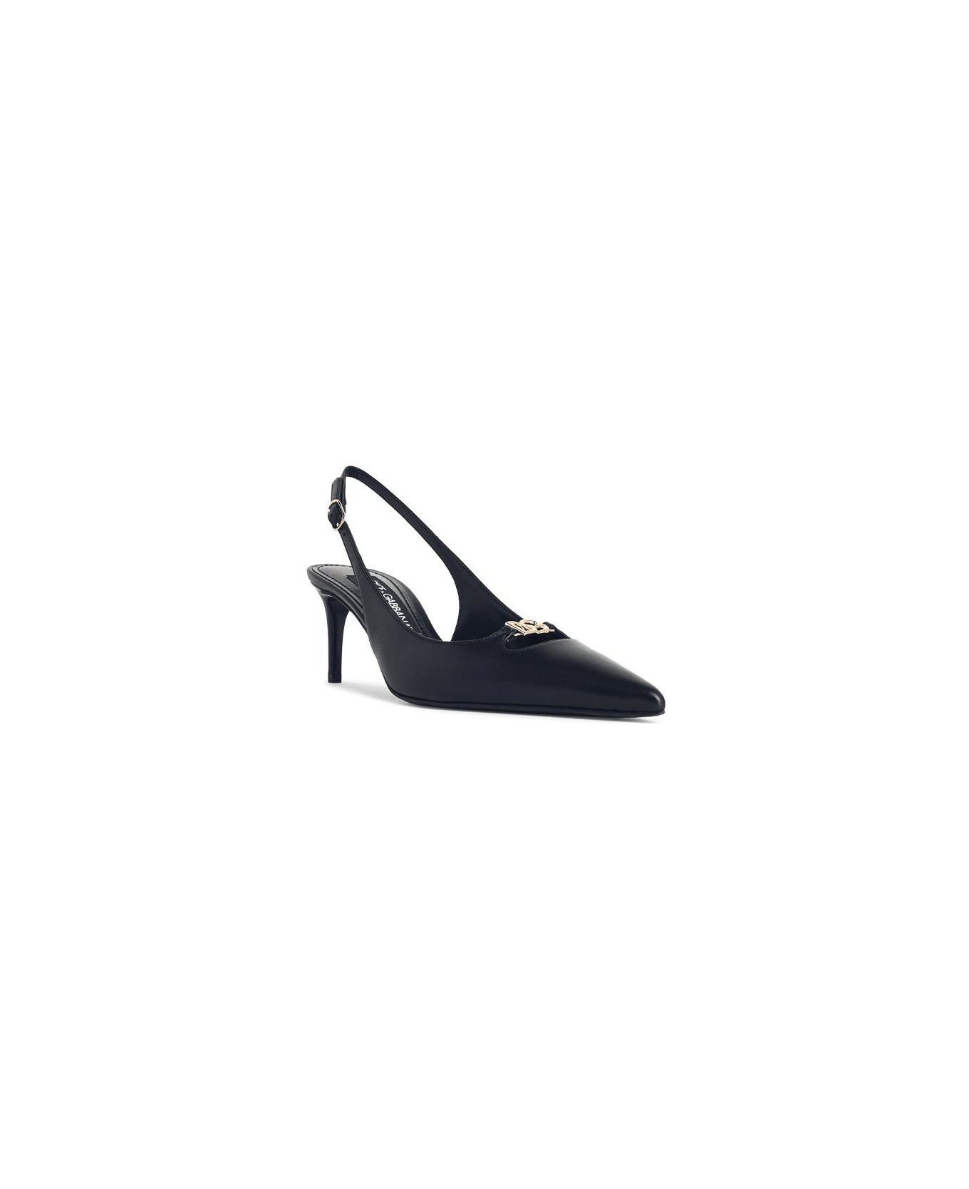 Dolce 
Gabbana Black Leather Slingbacks - Nero