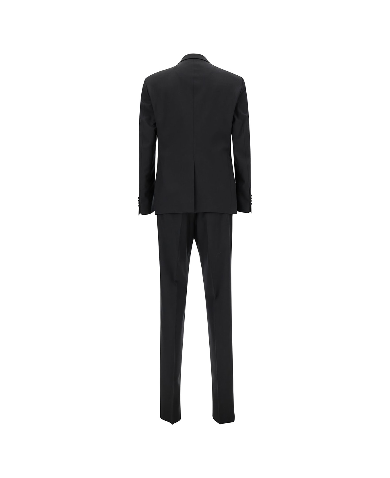 Tagliatore Black Double-breasted Tuxedo With Peak Revers In Wool Man - Black
