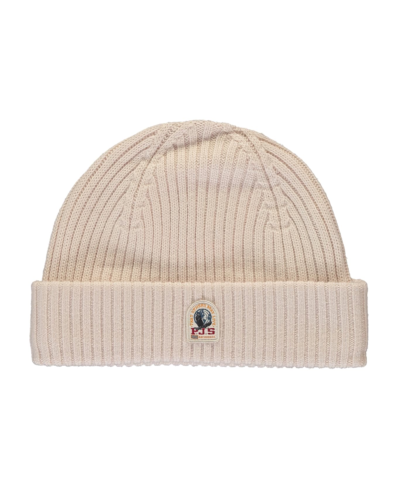Parajumpers Elegant Turned-up Beige Knitted Hat - Beige