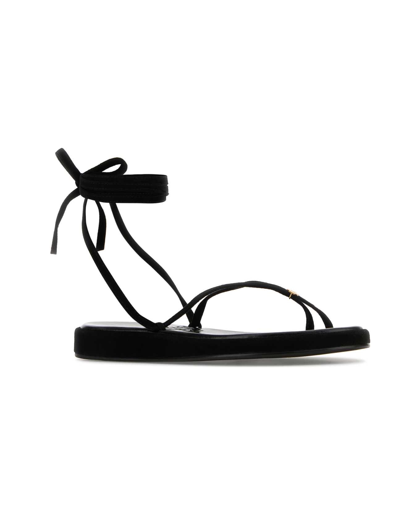 Tory Burch Black Suede Capri Sandals - BLACK