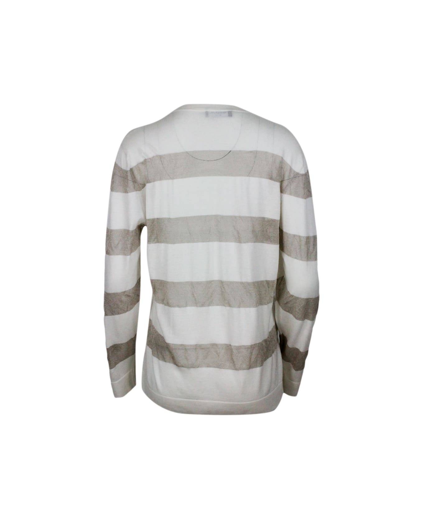Fabiana Filippi Long-sleeved Silk And Cotton V-neck Sweater - cream
